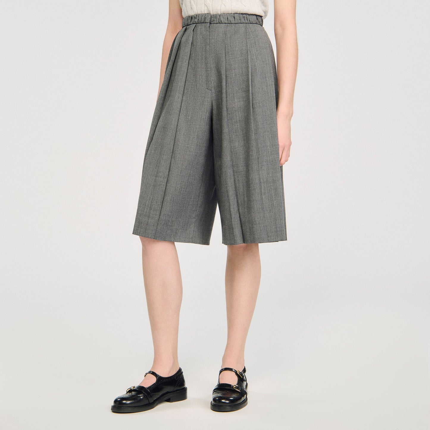 Pacey Pleated Long Shorts Grey