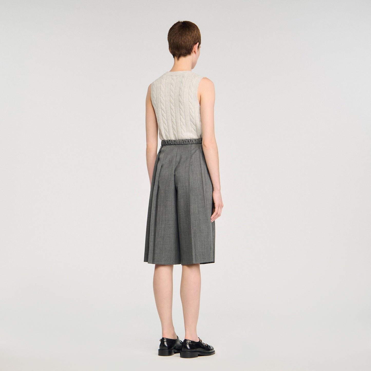 Pacey Pleated Long Shorts Grey
