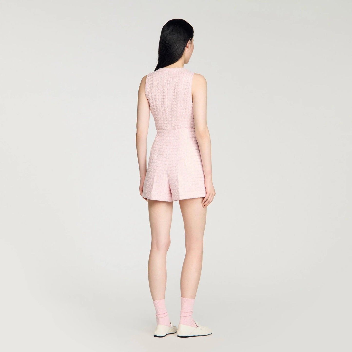 Demilys Sequin Check Tweed Shorts Pink