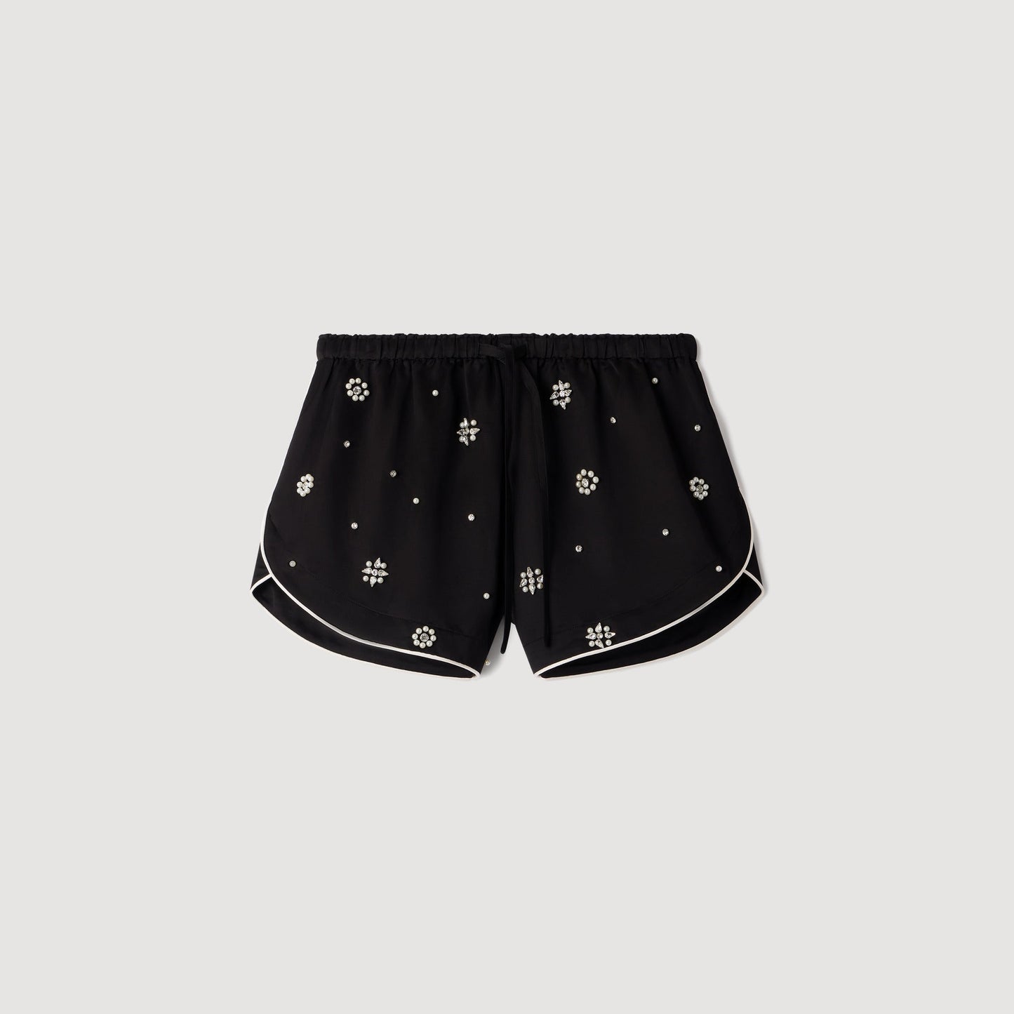 Sorellia Beaded And Rhinestone Shorts Black