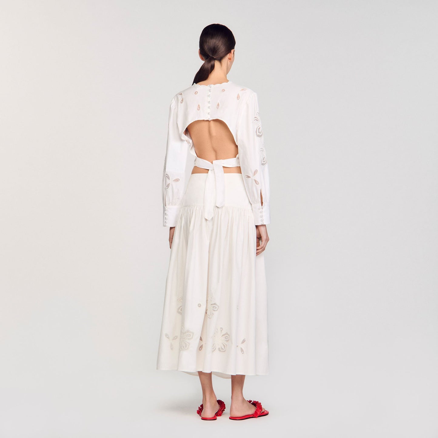 Donie Poplin Crop Top Ecru