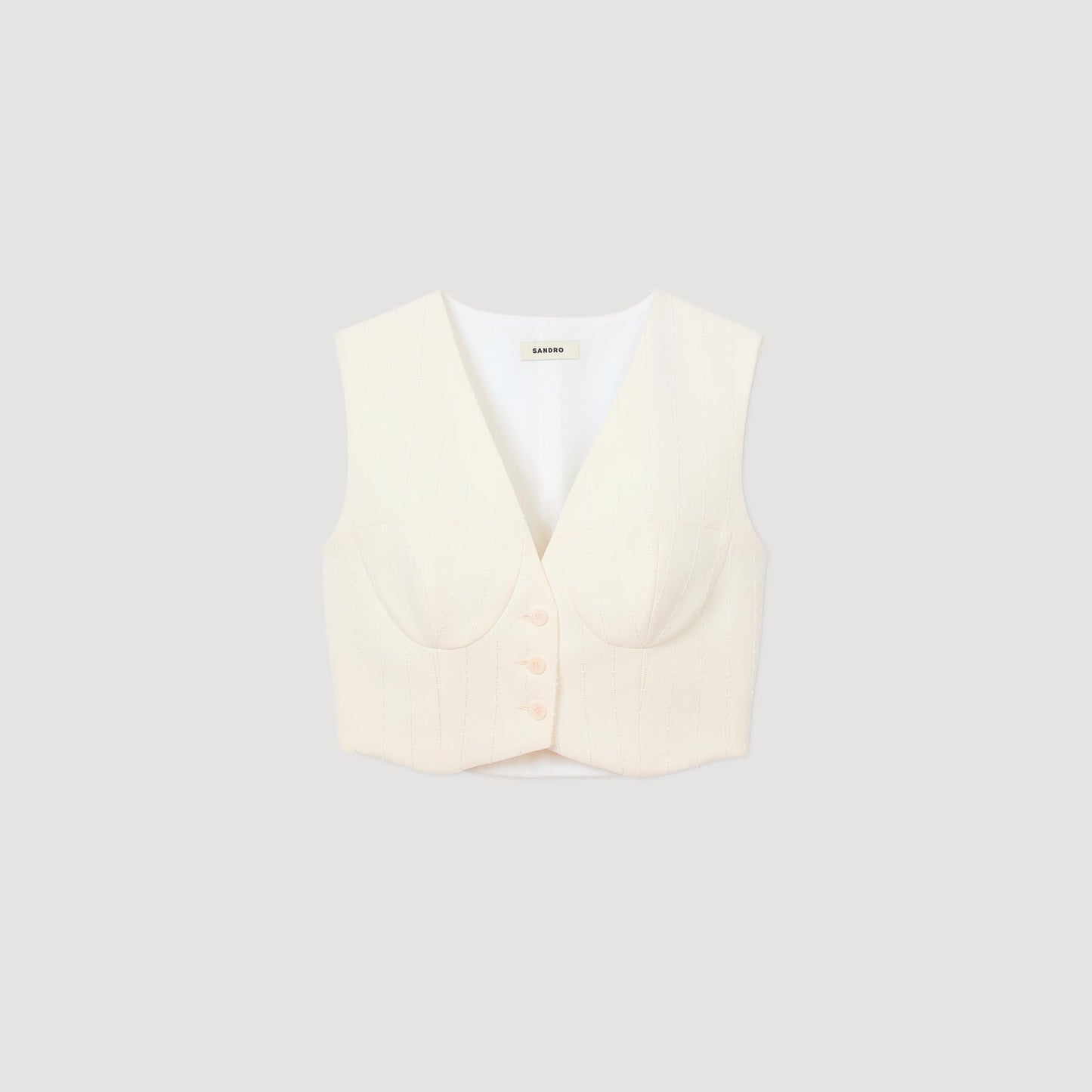 Sequin Cropped Jacket Ecru