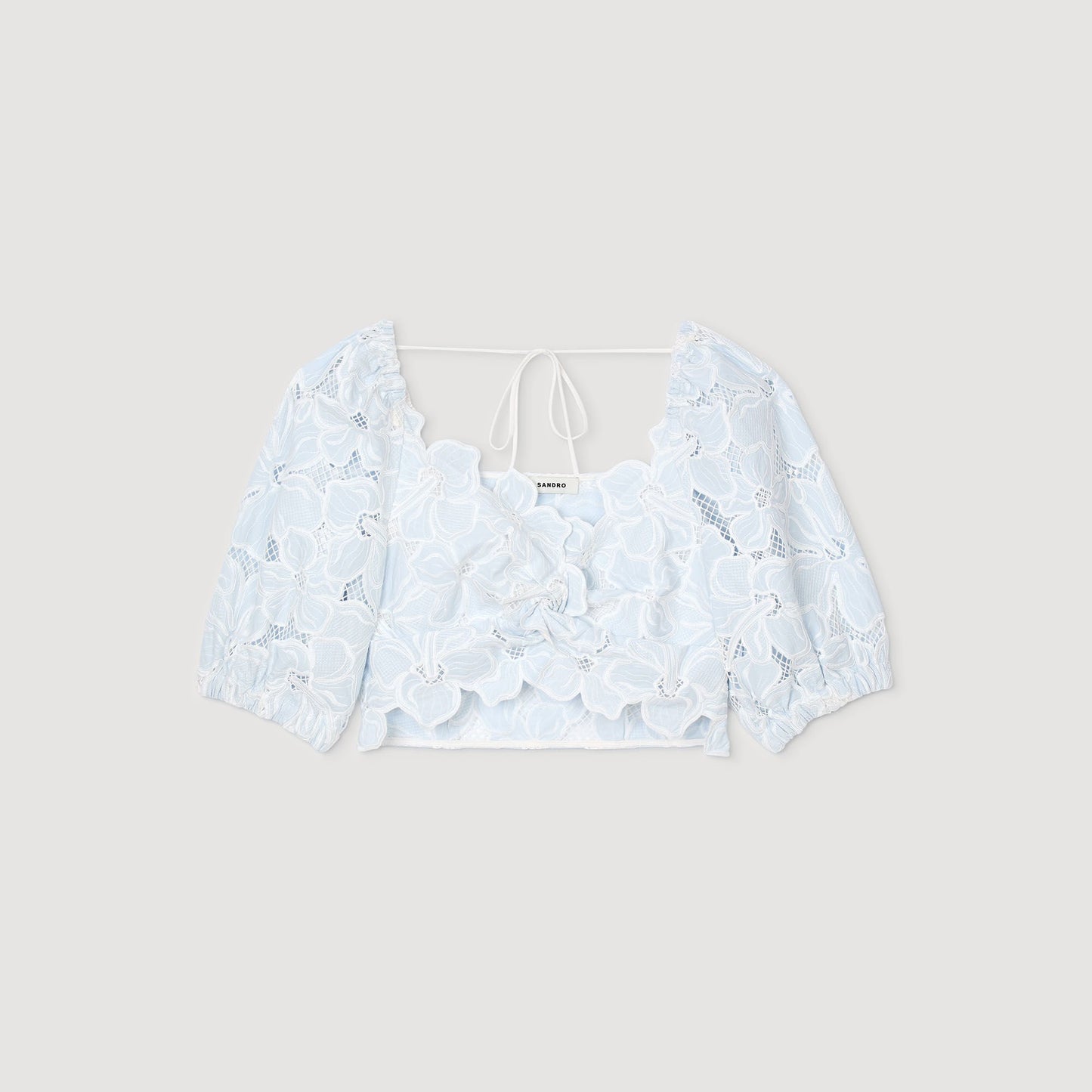 Roseraie Guipure Lace Top Sky Blue