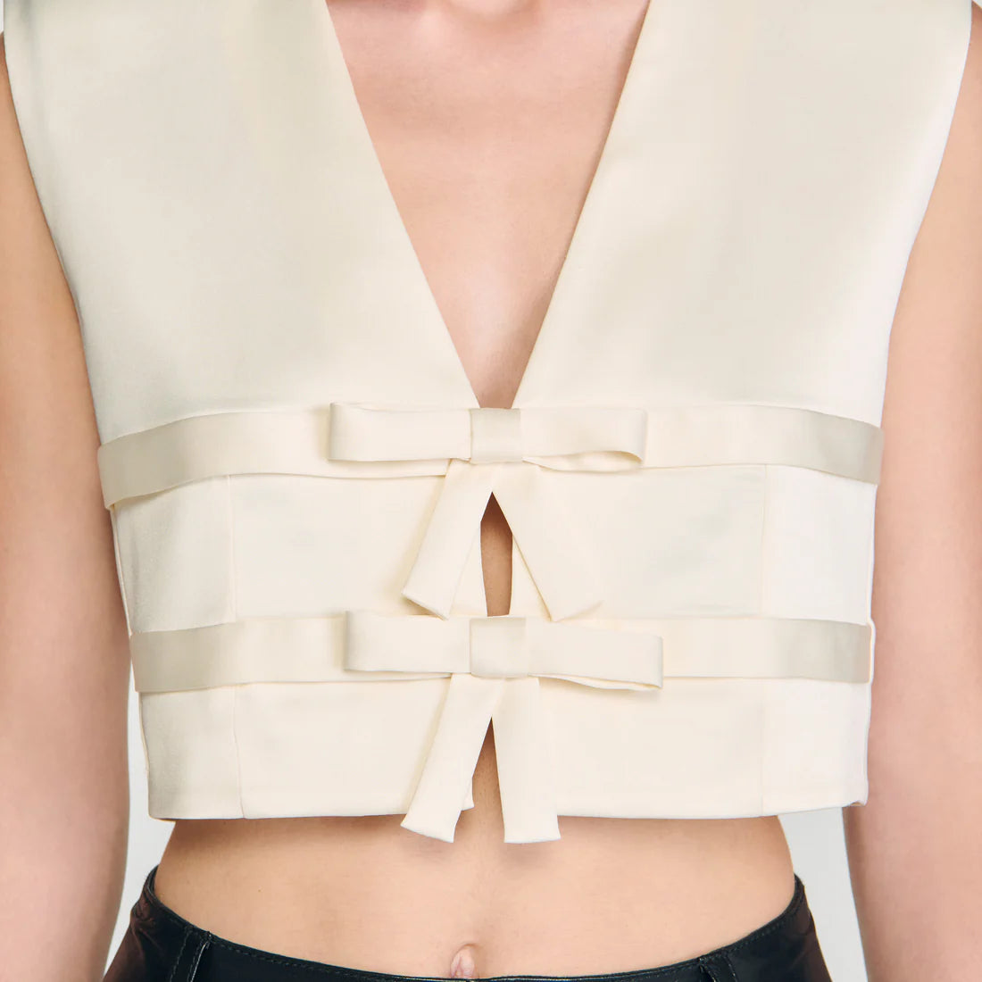 Auteuil Satin Crop Top Ecru