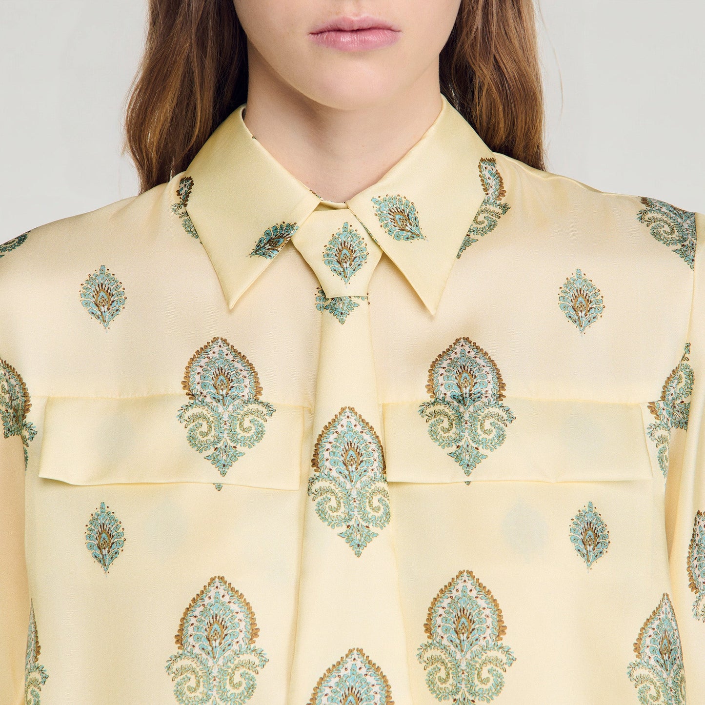 Calaventa Paisley print crop top Light Yellow
