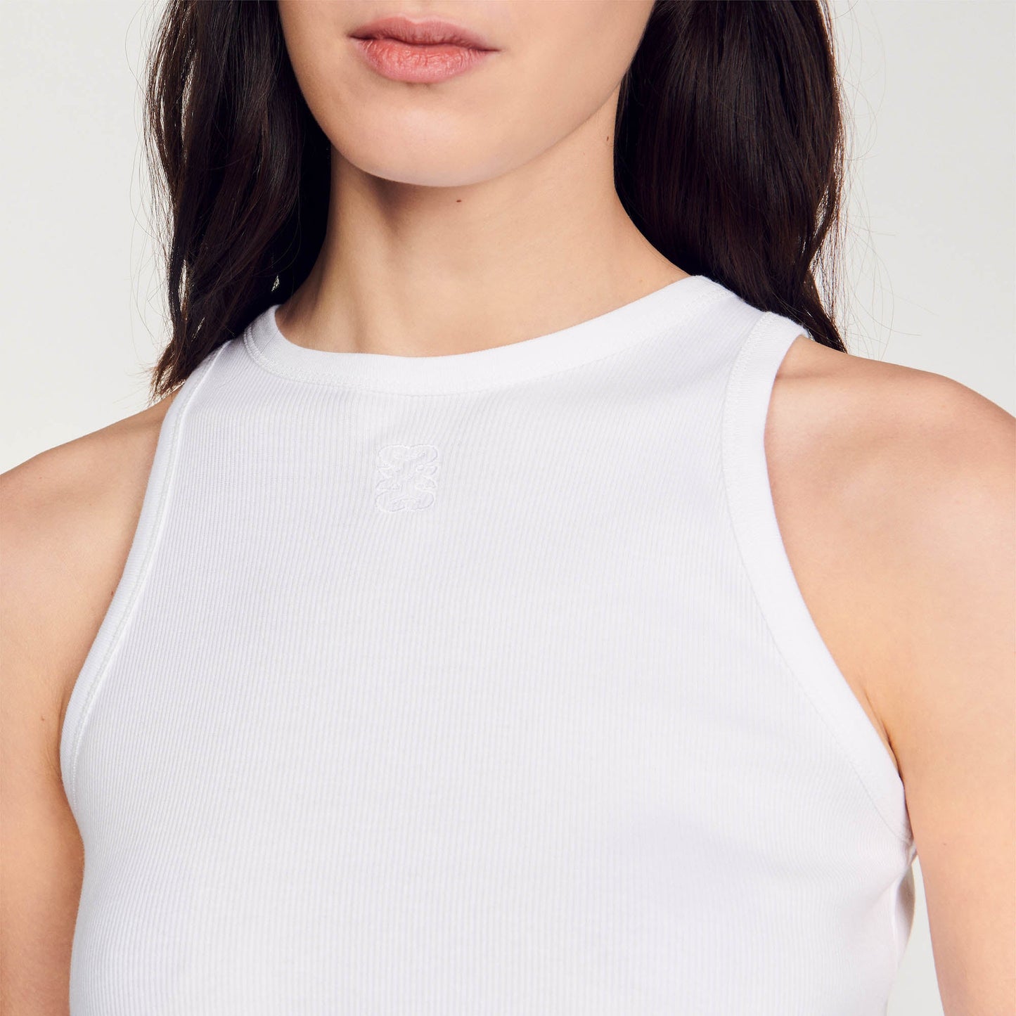 Basics Embroidered Vest Top White