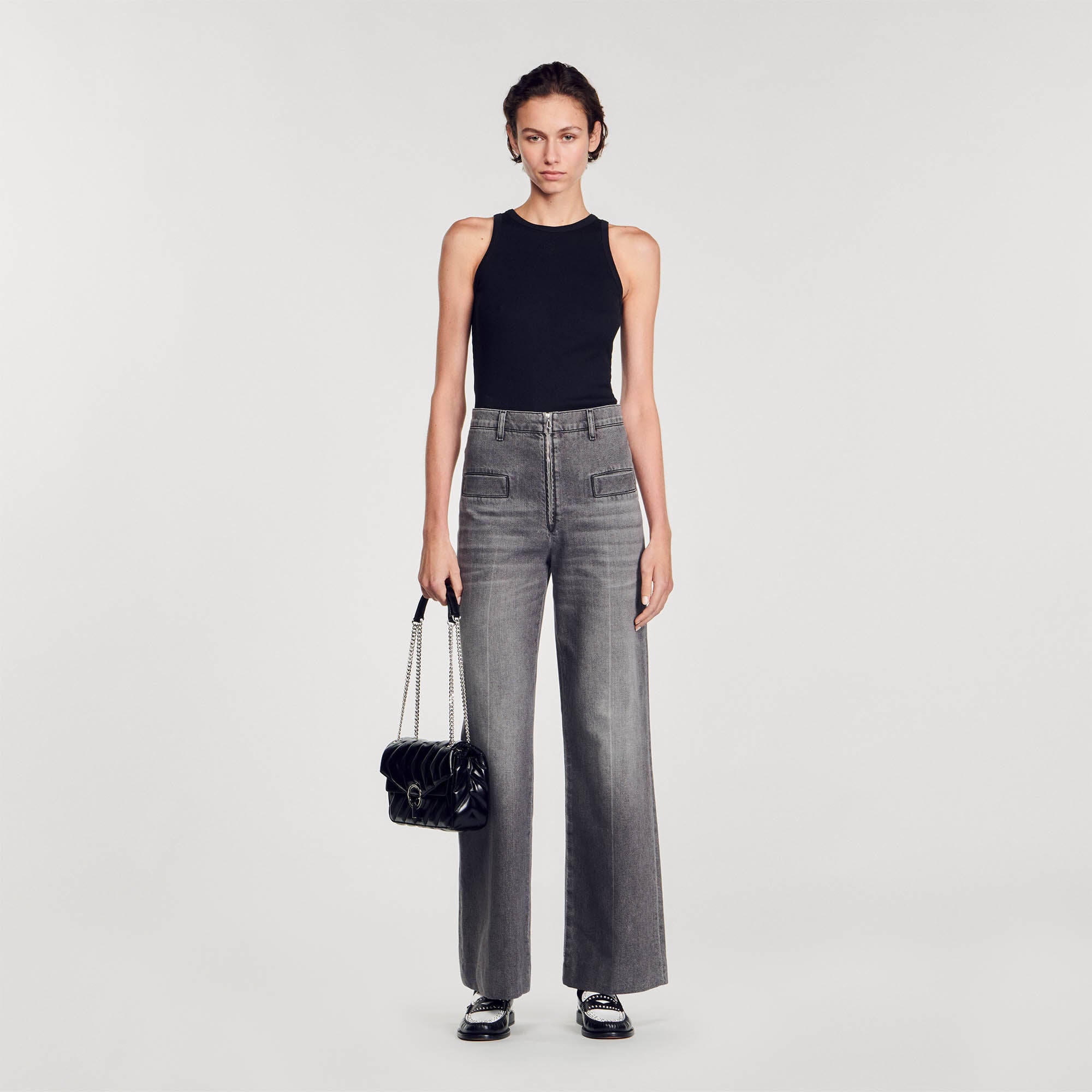 Embroidered Vest Top Black