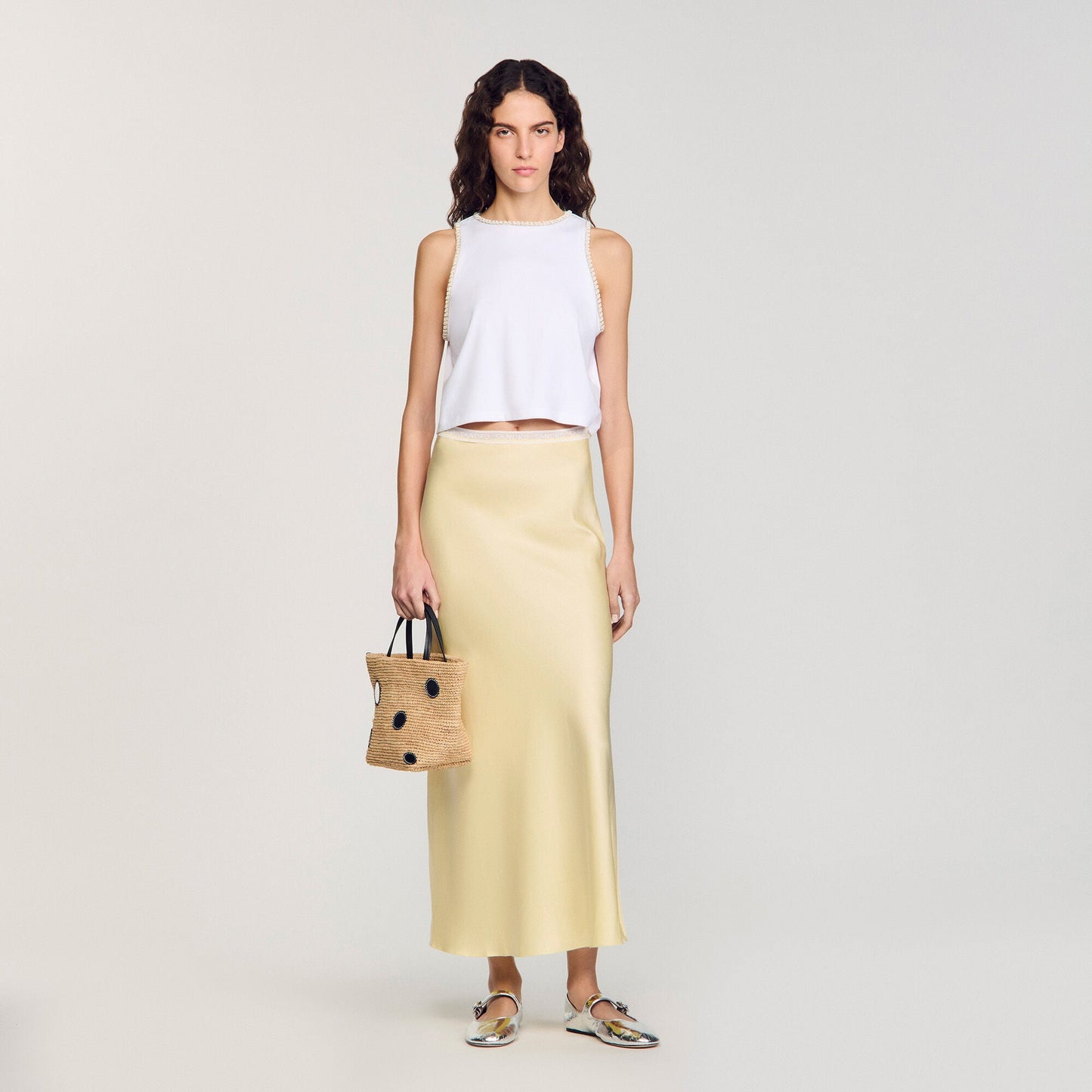 Tulum Beaded Crop Top Ecru