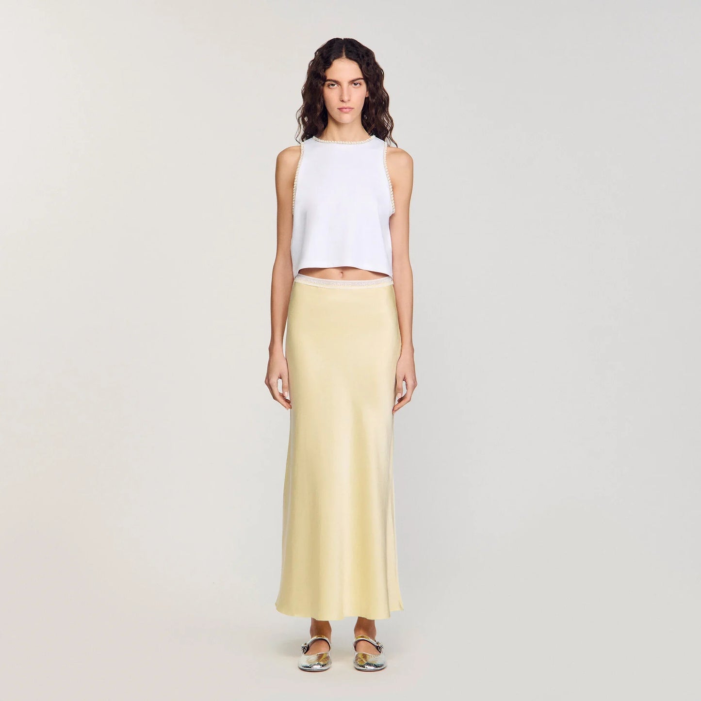 Tulum Beaded Crop Top Ecru