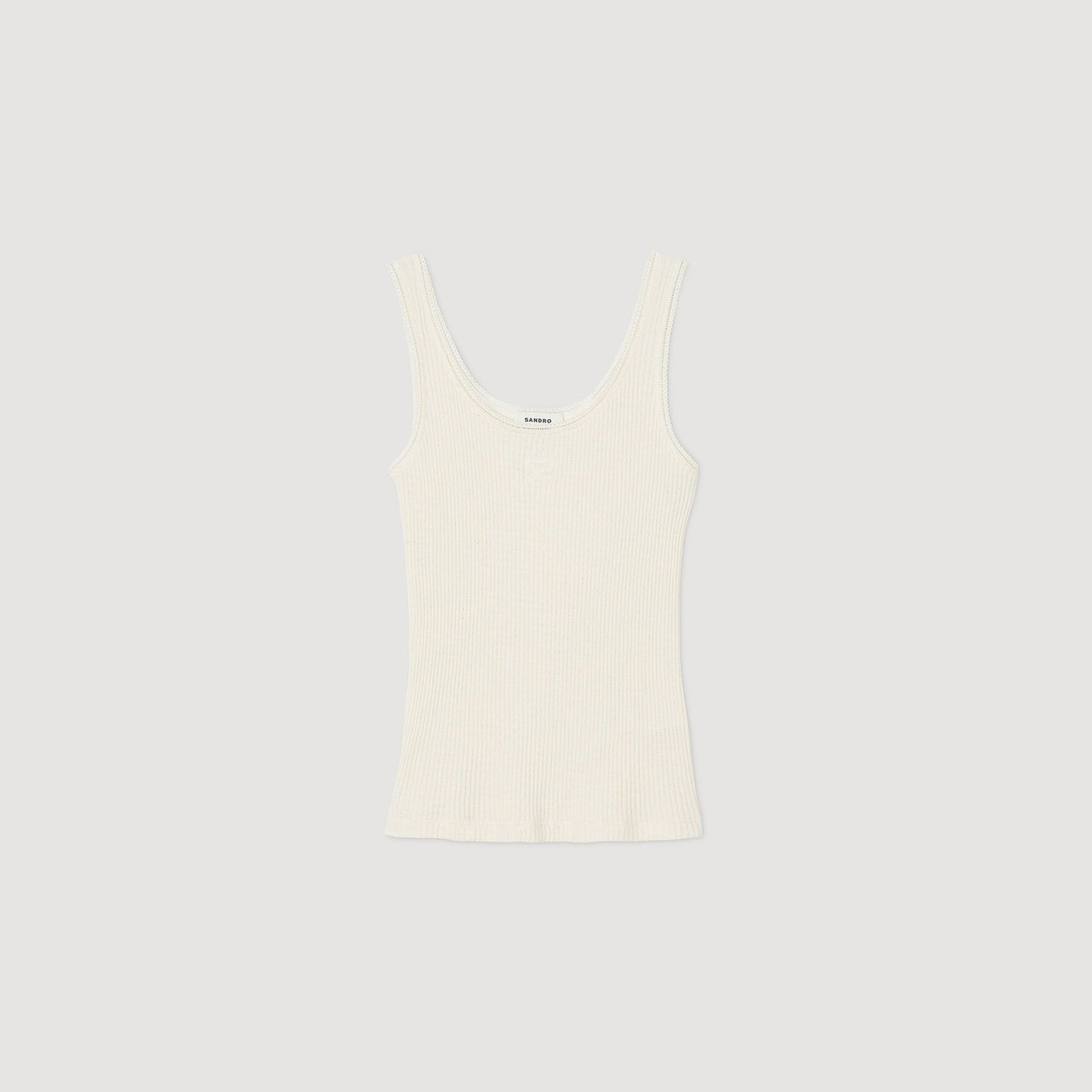 Neva Rib Knit Vest Top Ecru Ecru