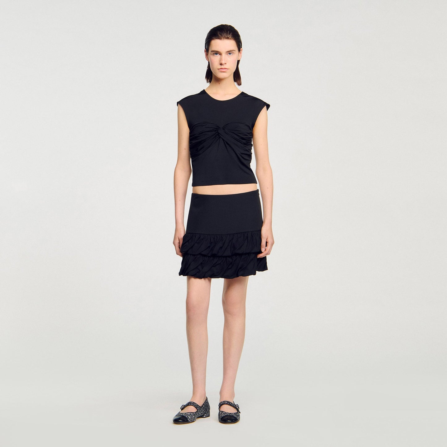 Draped T Shirt Black