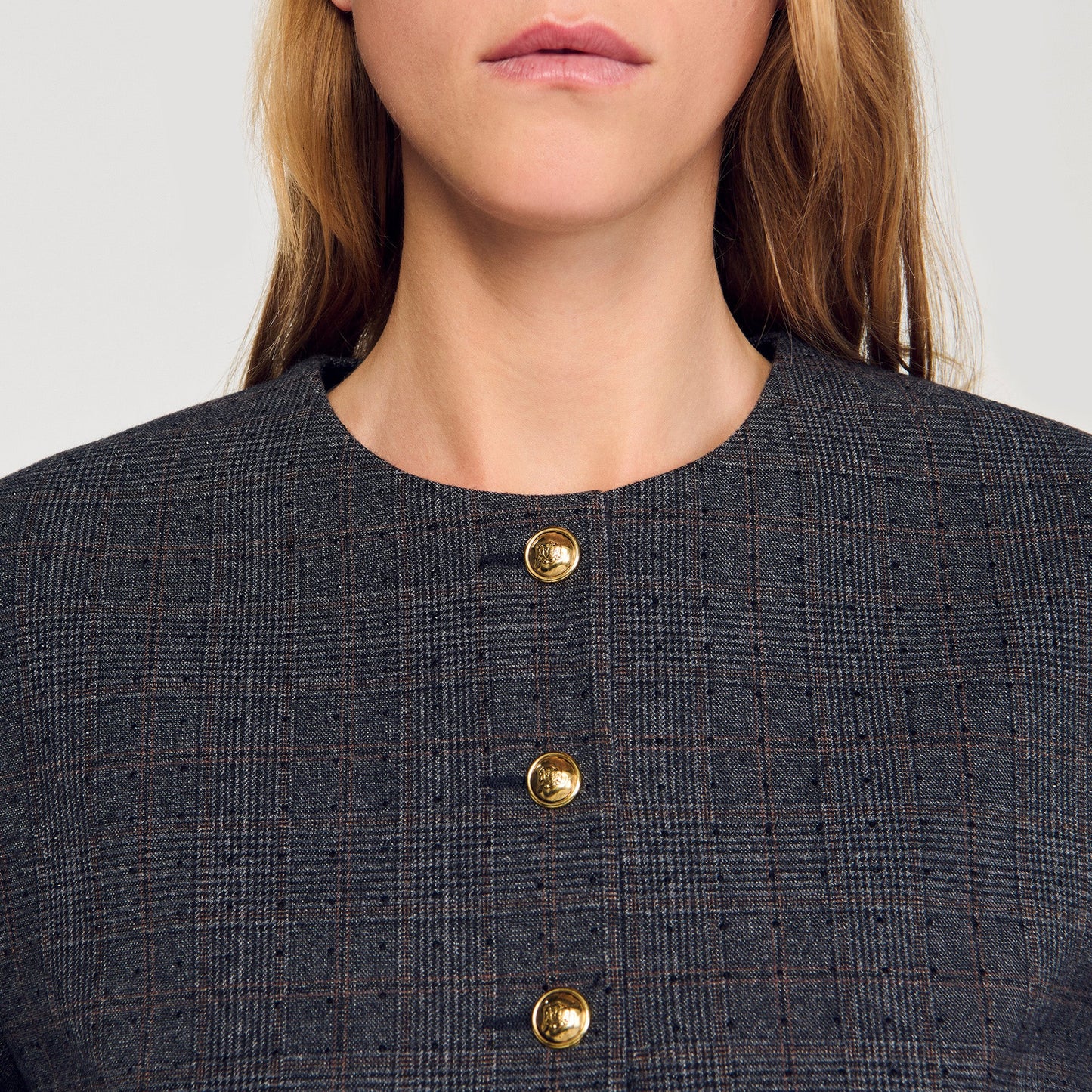 Tours Rhinestone Tailored Jacket Grey / Brown