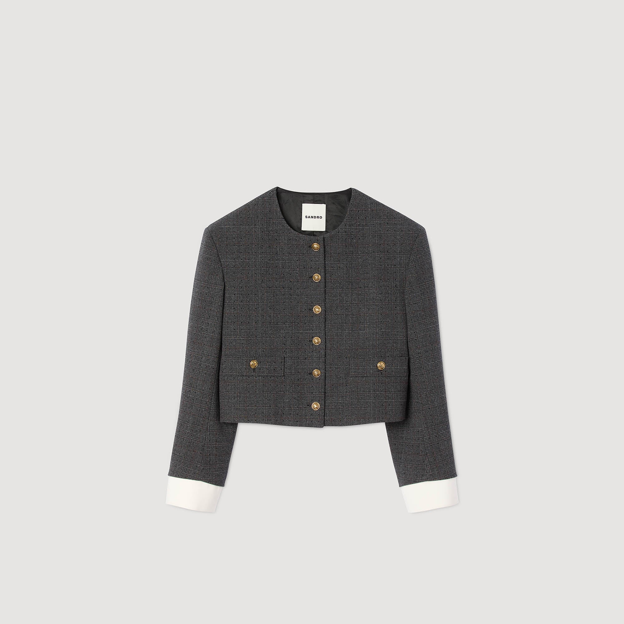 Tours Rhinestone Tailored Jacket Grey / Brown