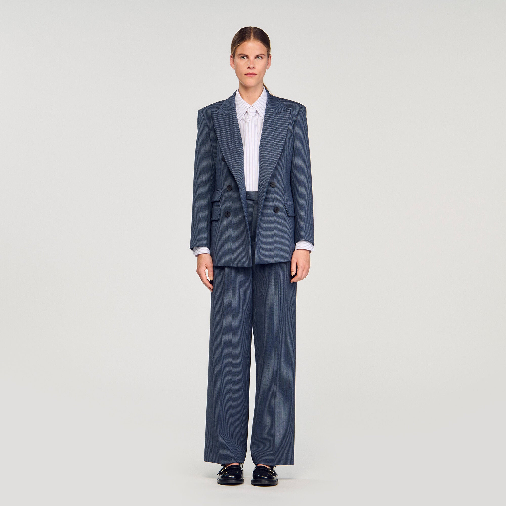 Naelle Striped Tailored Jacket Blue