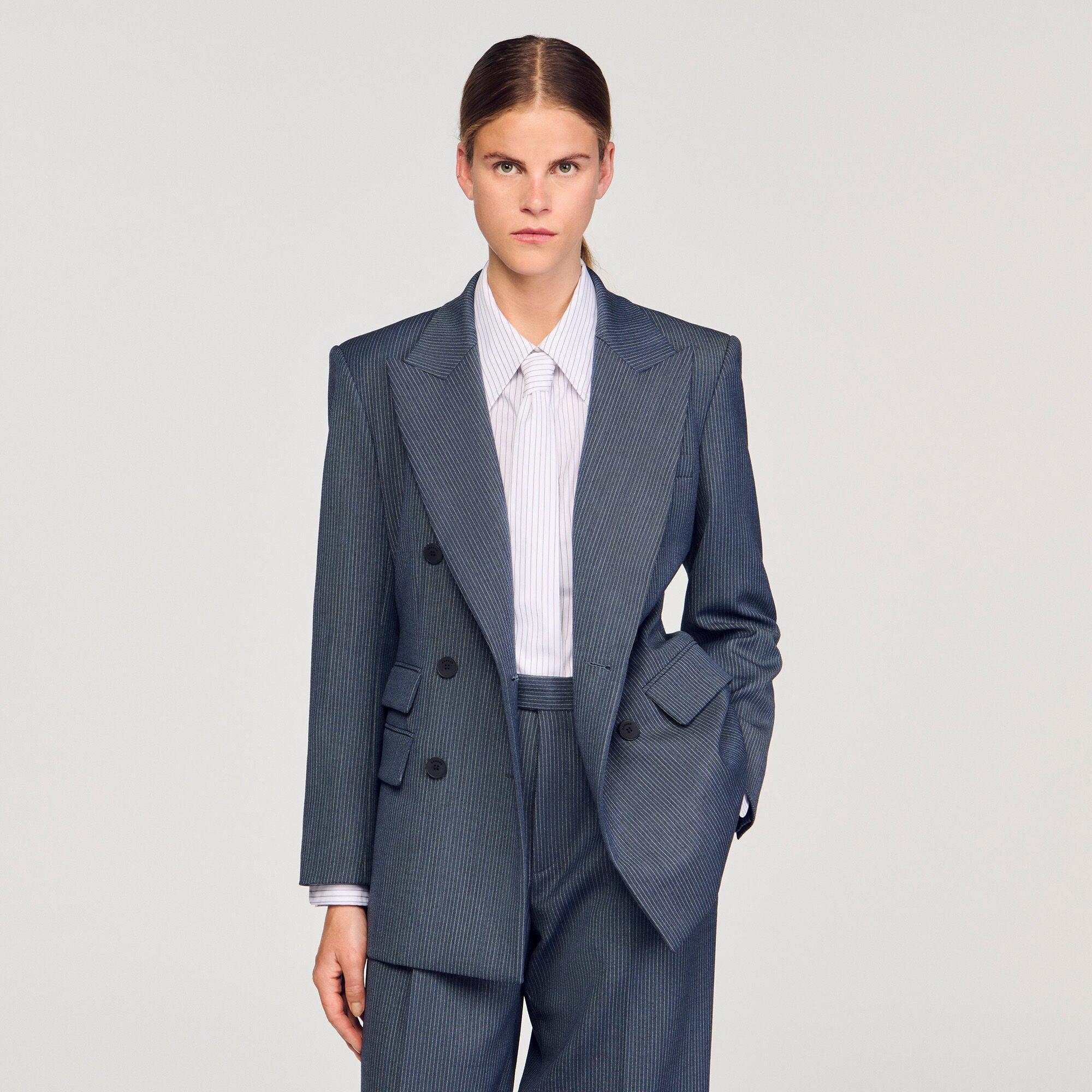 Naelle Striped Tailored Jacket Blue