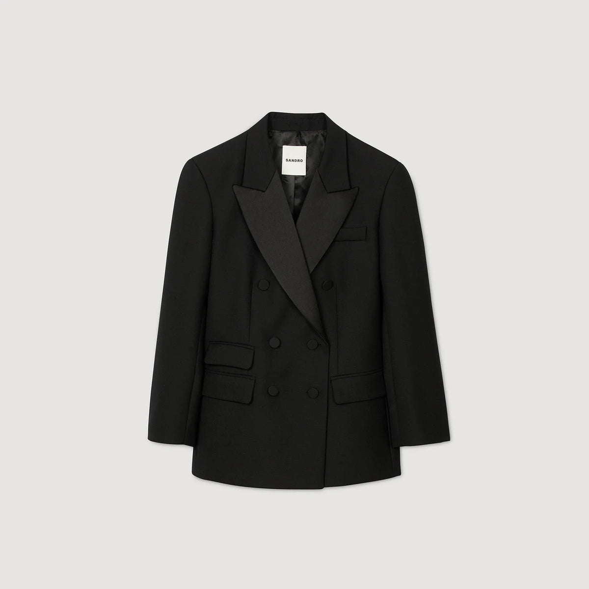 Moncea Tuxedo Jacket With Satin Collar Black