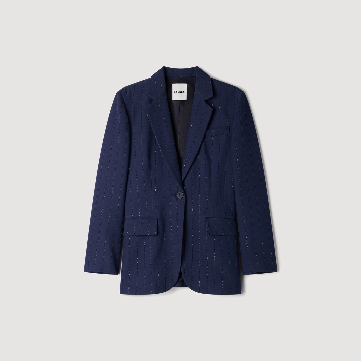 Opera Striped Sequinned Suit Jacket Dark Navy