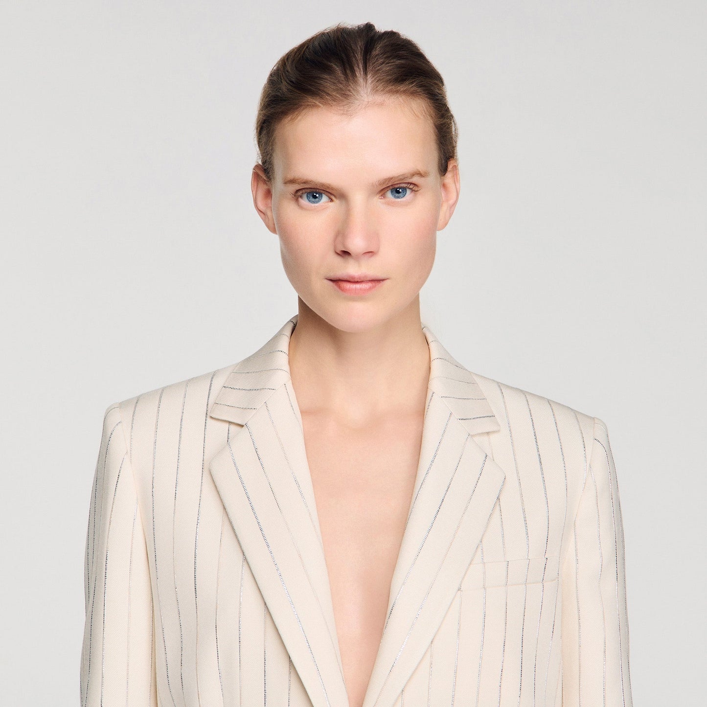 Birkin Striped Tailored Jacket Ecru / Silver