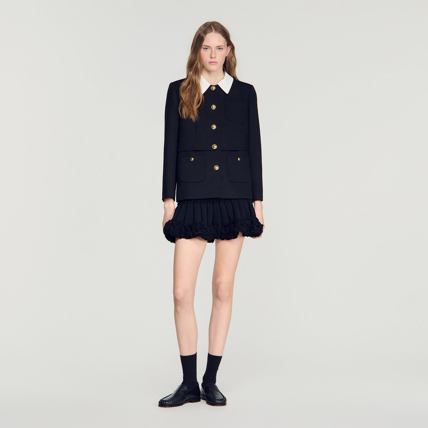 Rosmarina Jacket With Contrast Collar Black