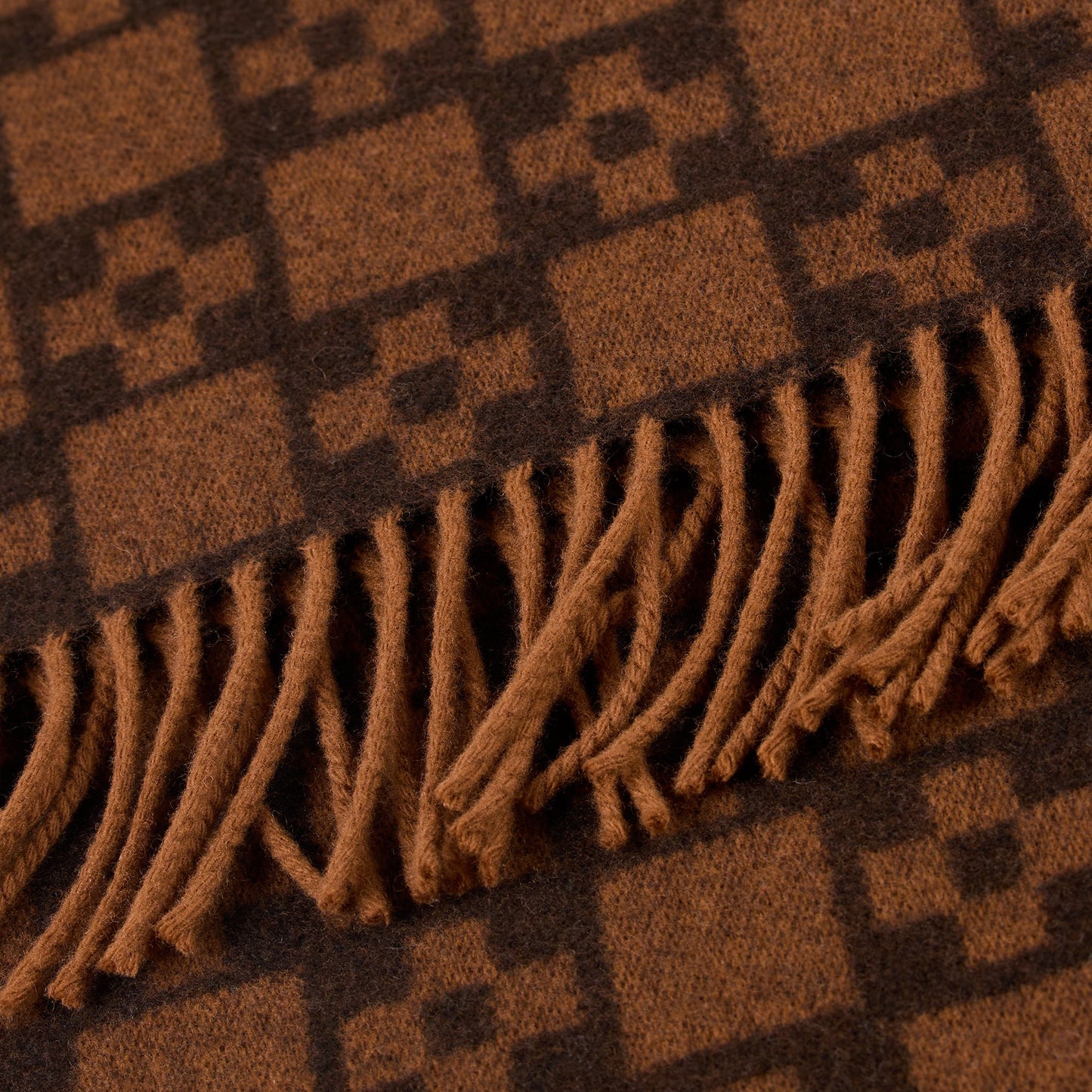 Square Cross Scarf Wool Scarf Cognac