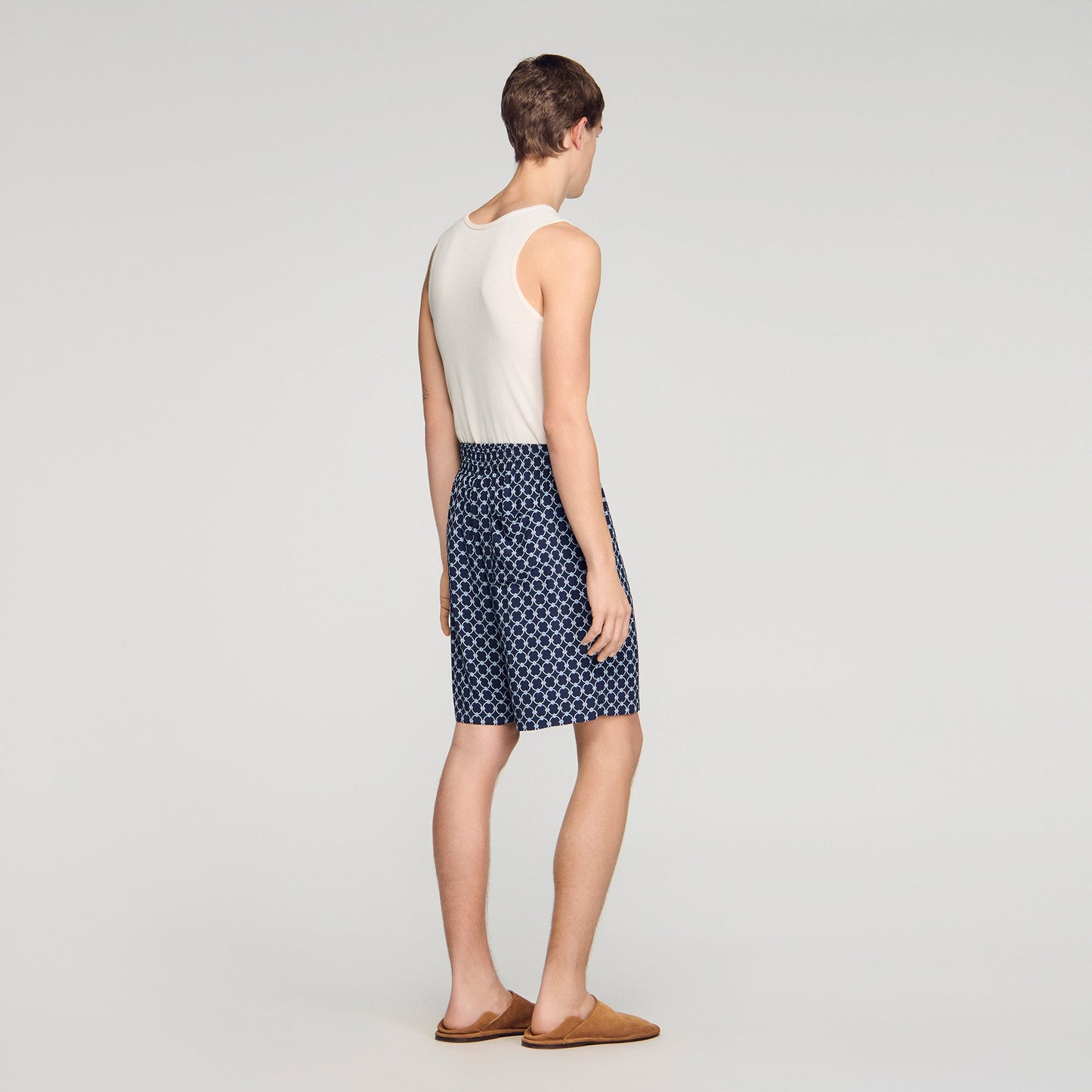 Catena Short Link Print Floaty Shorts Navy Blue