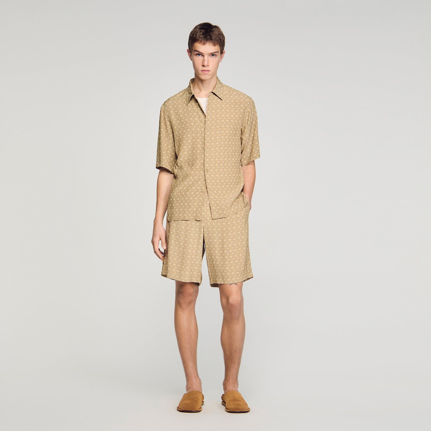 Catena Short Link Print Floaty Shorts Havane