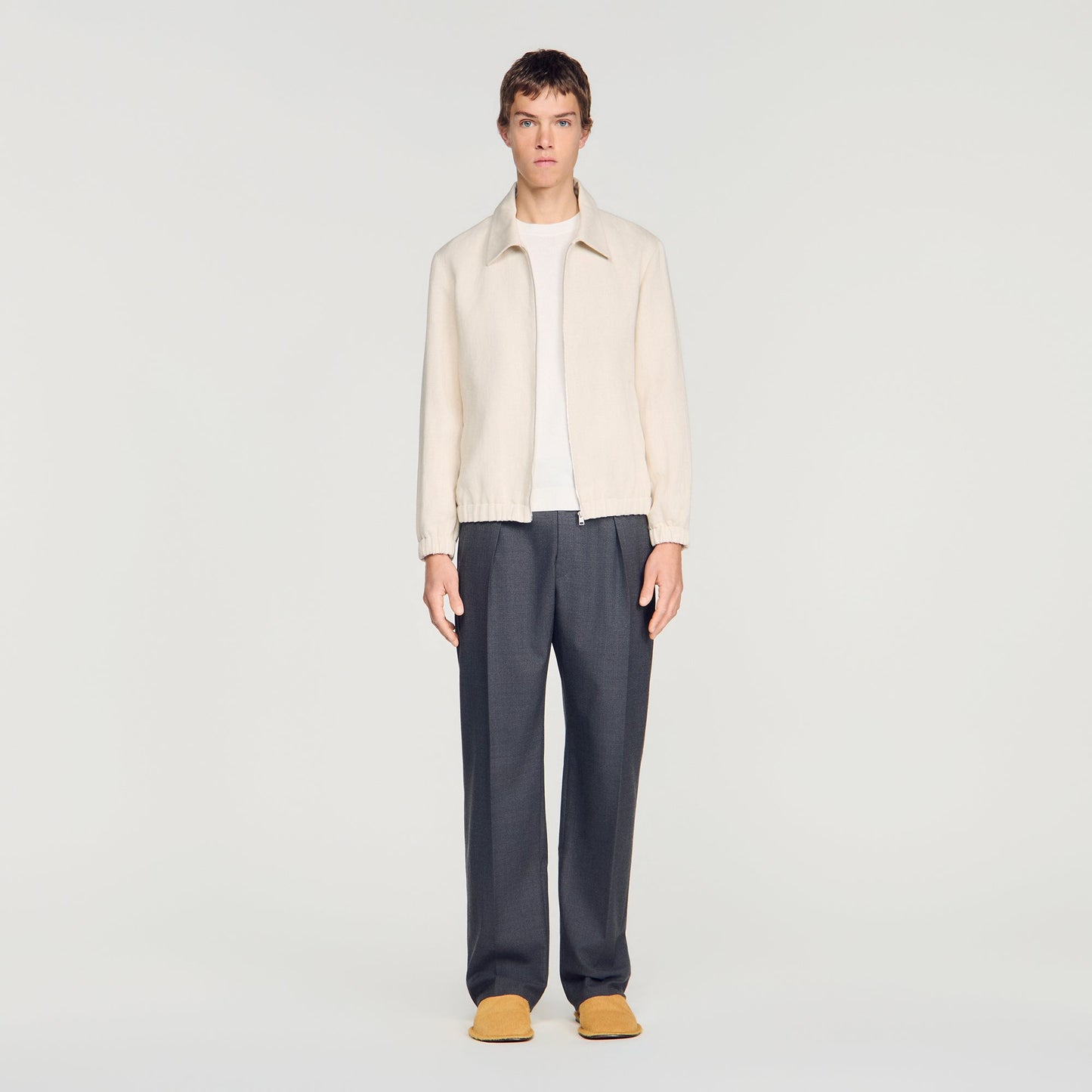 Jones Cotton Jacket Cotton Zip-Up Jacket Ecru