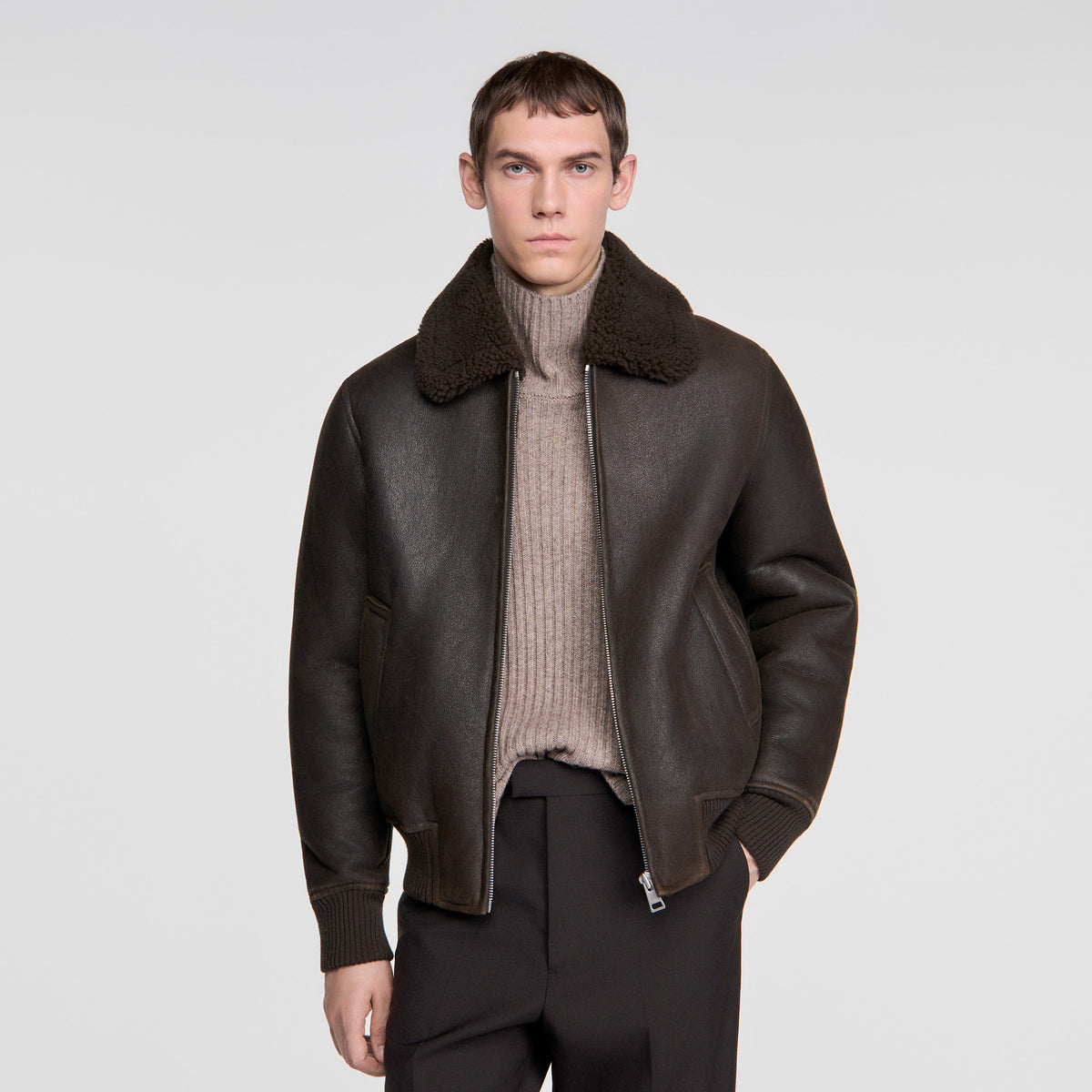 Shearling Bombardier Kaki Shearling jacket Olive Green