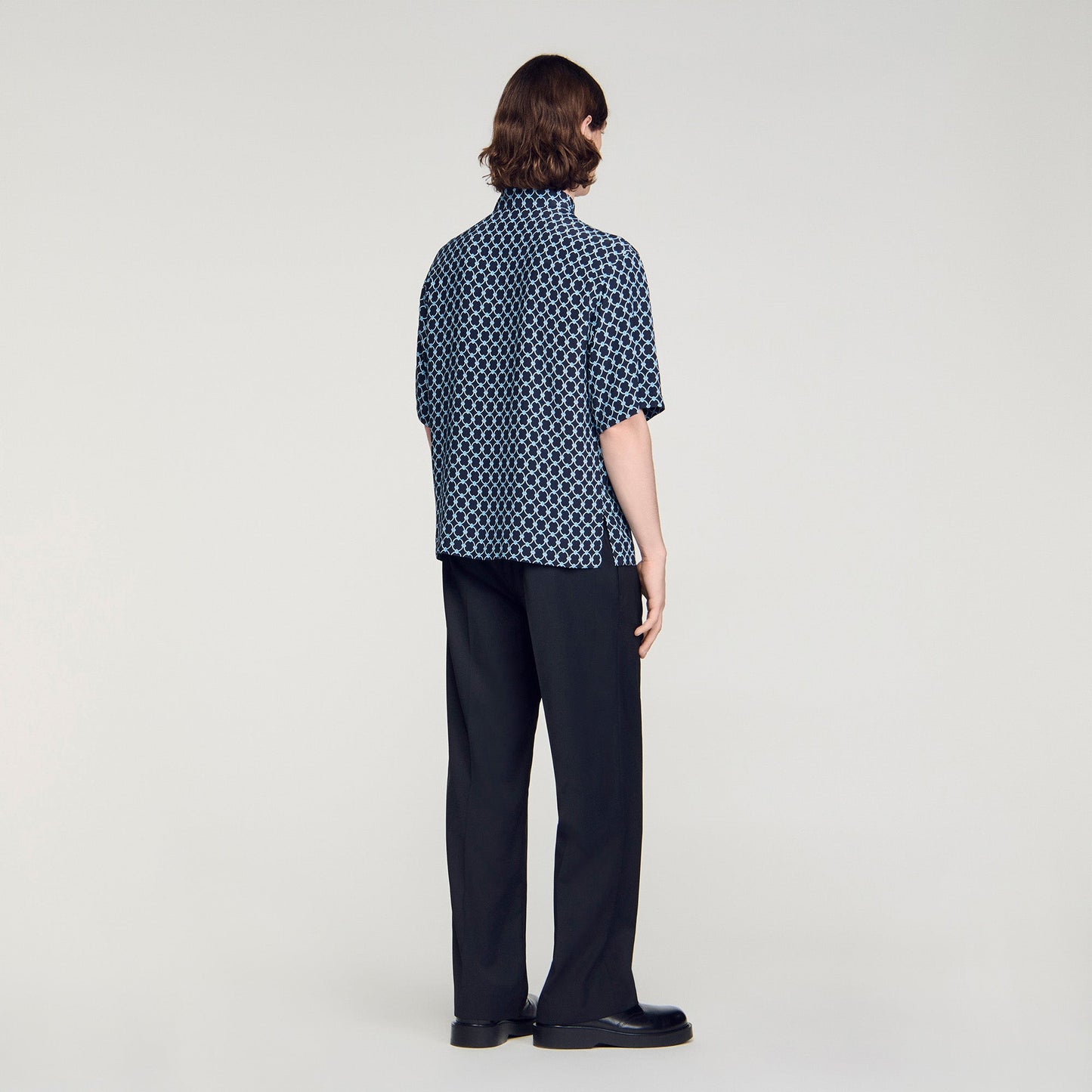 Catena Shirt Mc Link Print Loose-Fit Shirt Navy Blue