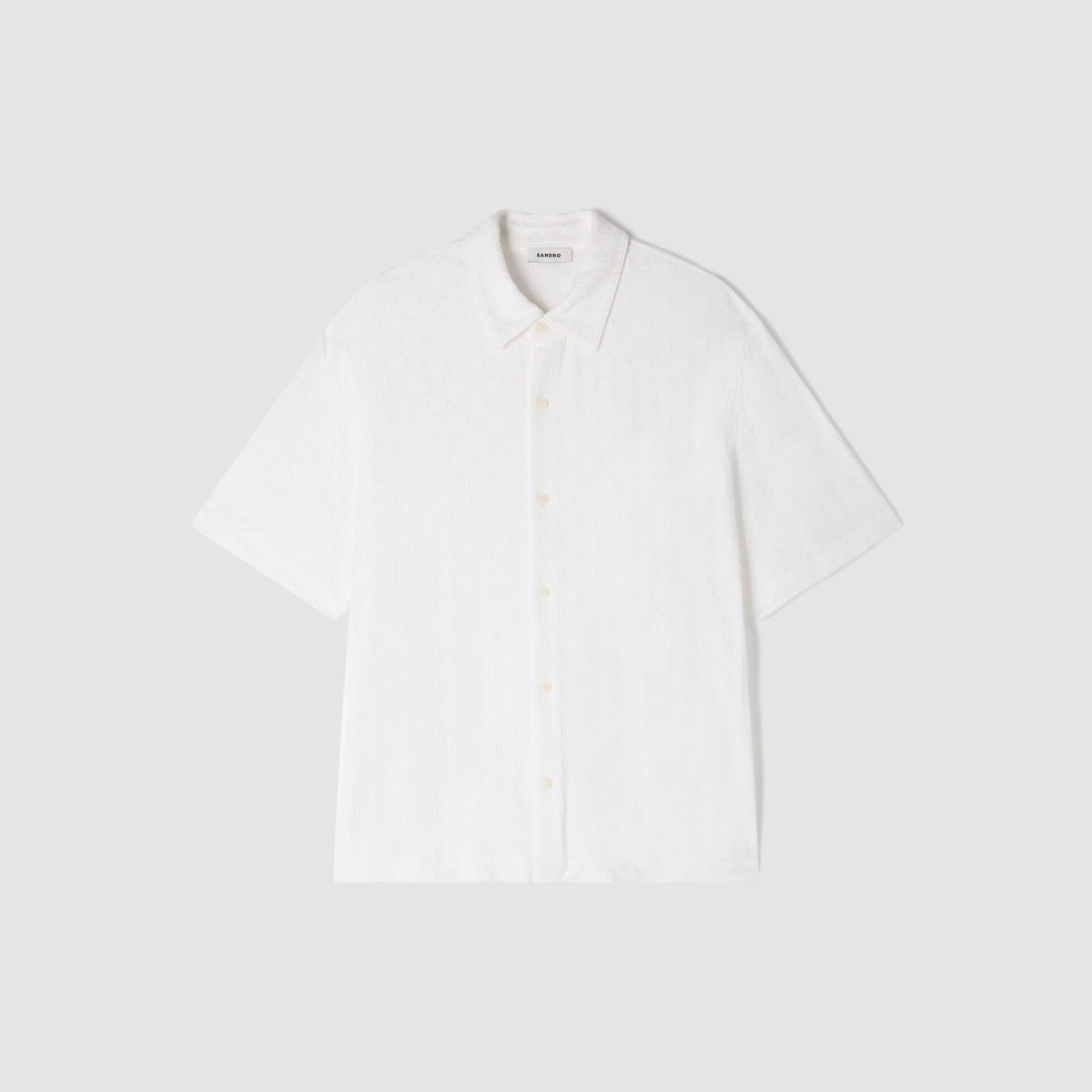 Jersey Cross Shirt Square Cross Cotton Jacquard Shirt White