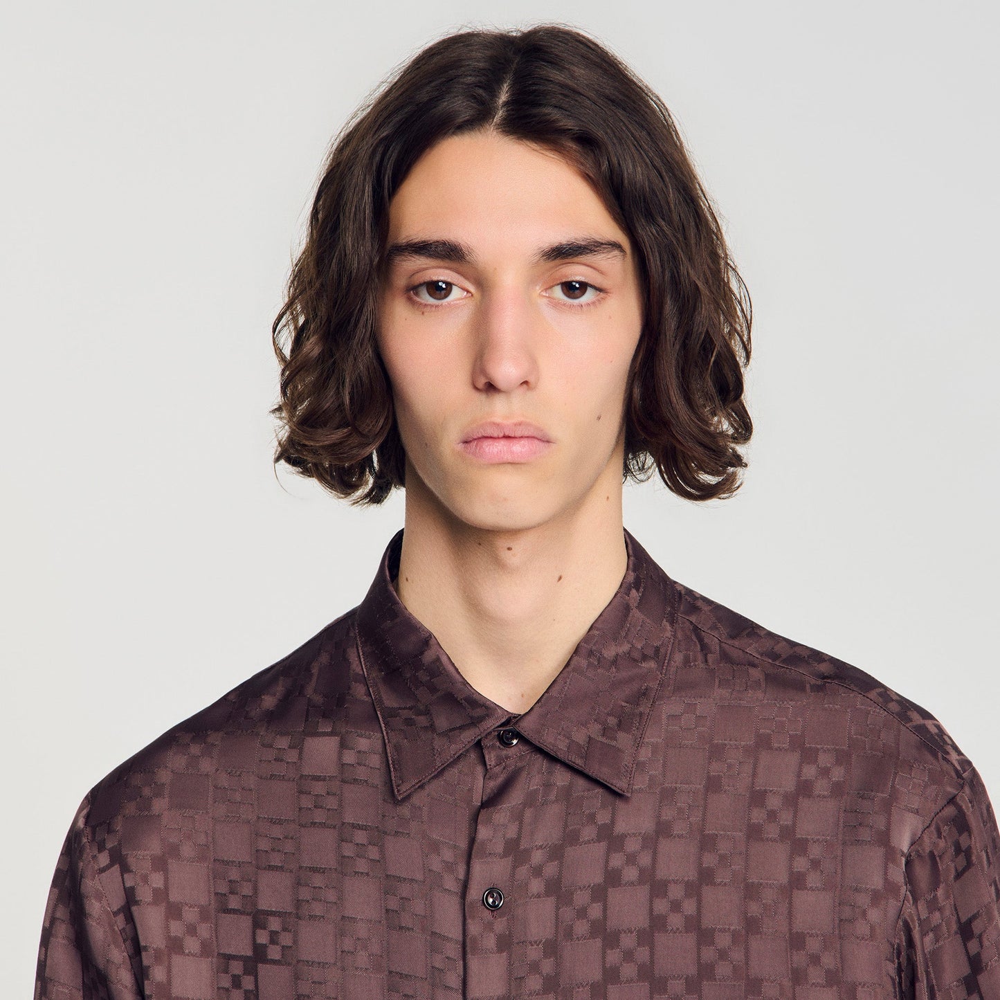 Jacquard Cross Shirt Mc Square Cross loose-fit shirt Chocolate