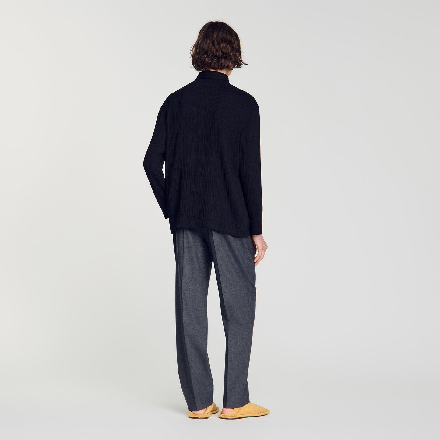 Crinkle Shirt Crinkled loose-fit shirt Black