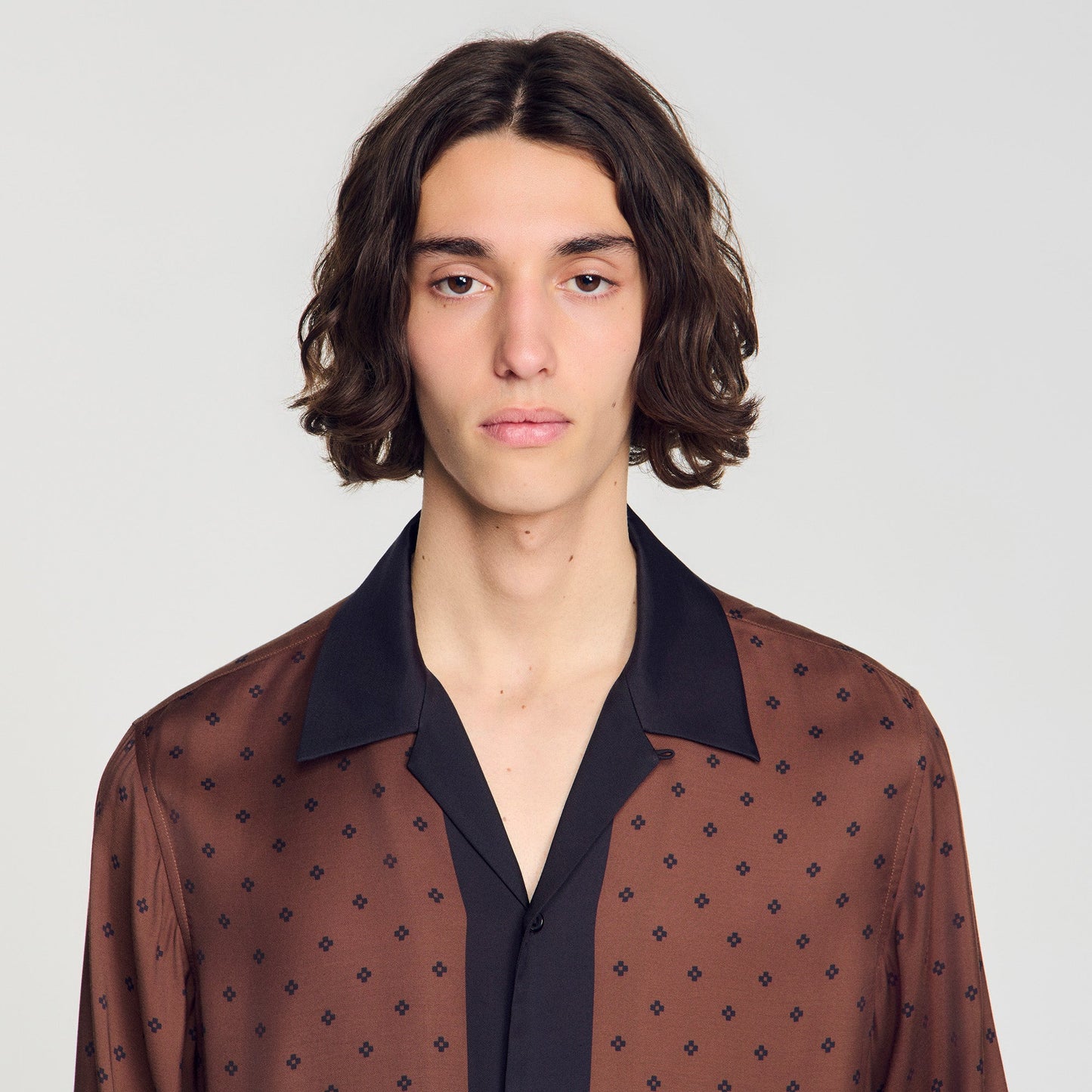 Micro Cross Ml Square Cross motif shirt Tobacco Brown