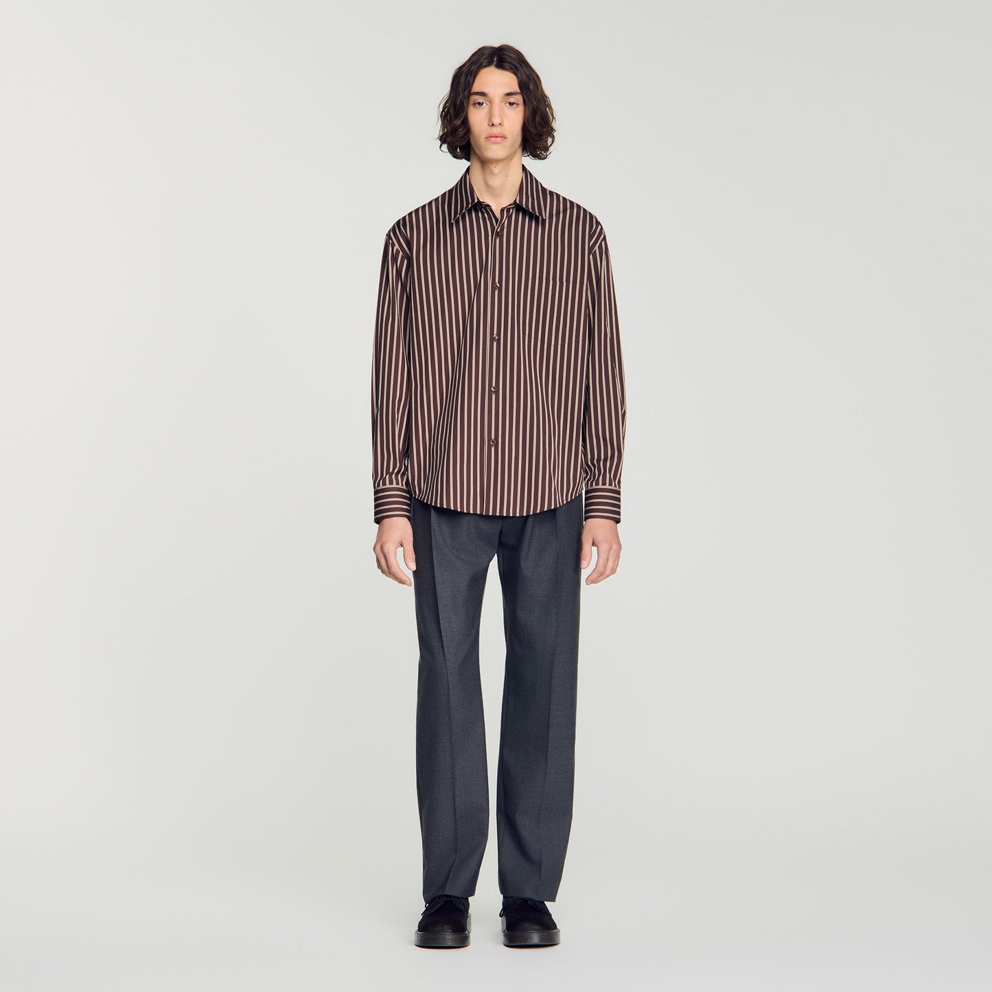 Hamptons Shirt Striped cotton shirt Chocolat / Ecru