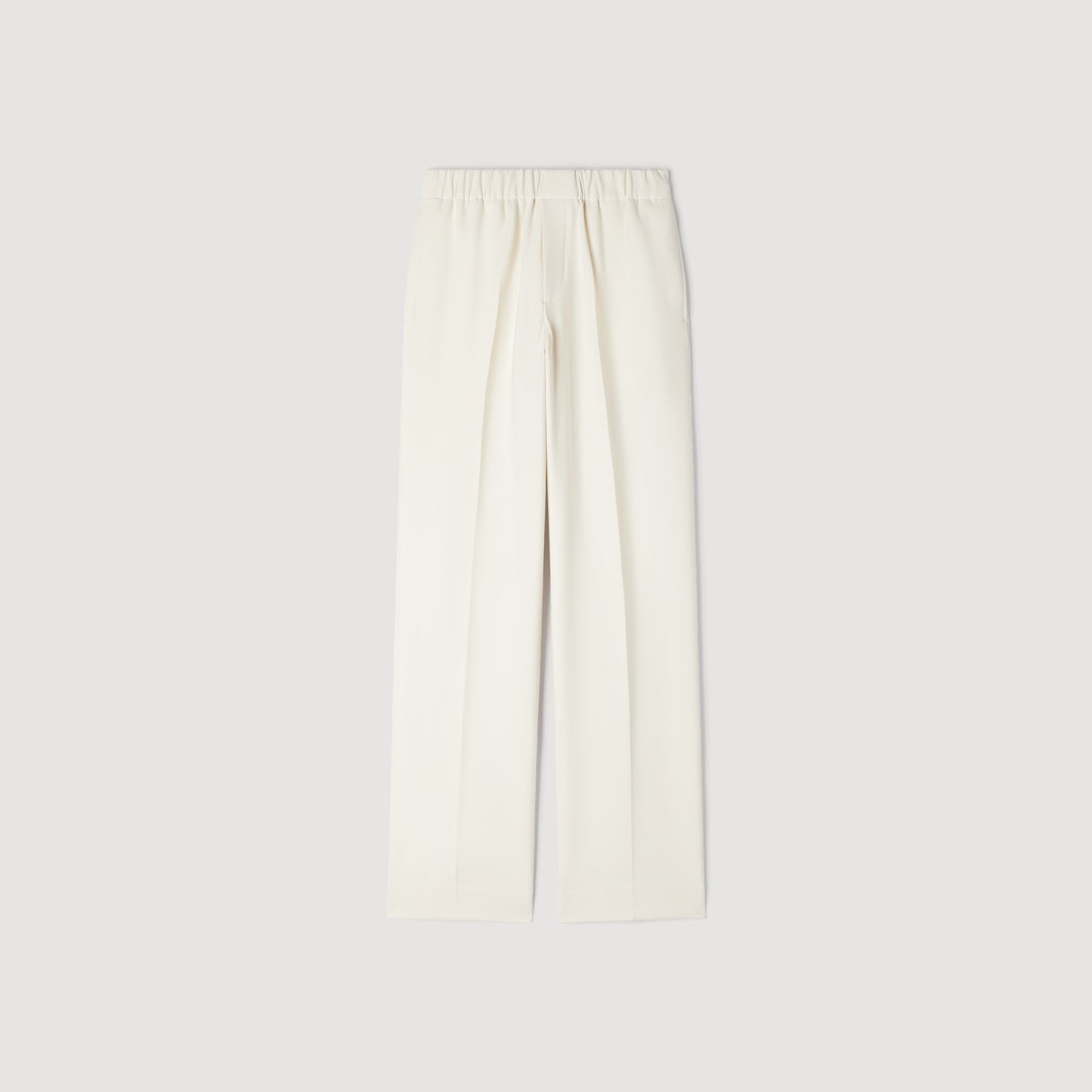 Large Jersey Wide-Leg Trousers Ecru