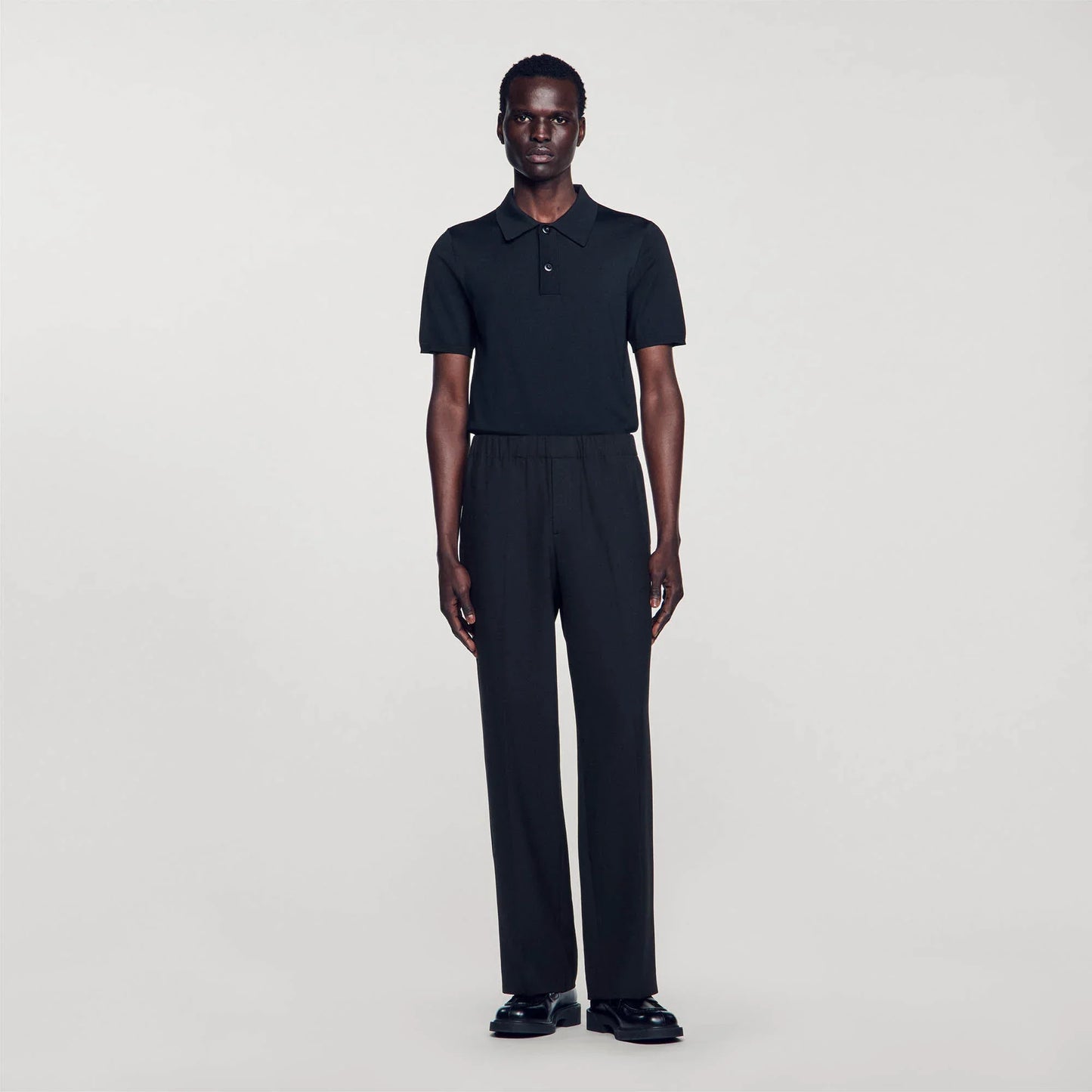 Large Jersey Wide-Leg Pants Black