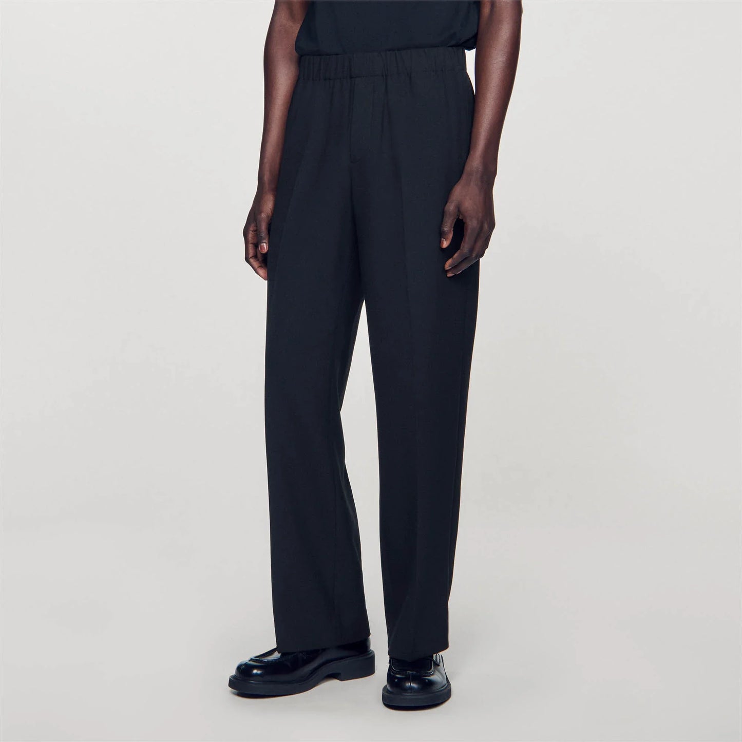 Large Jersey Wide-Leg Pants Black