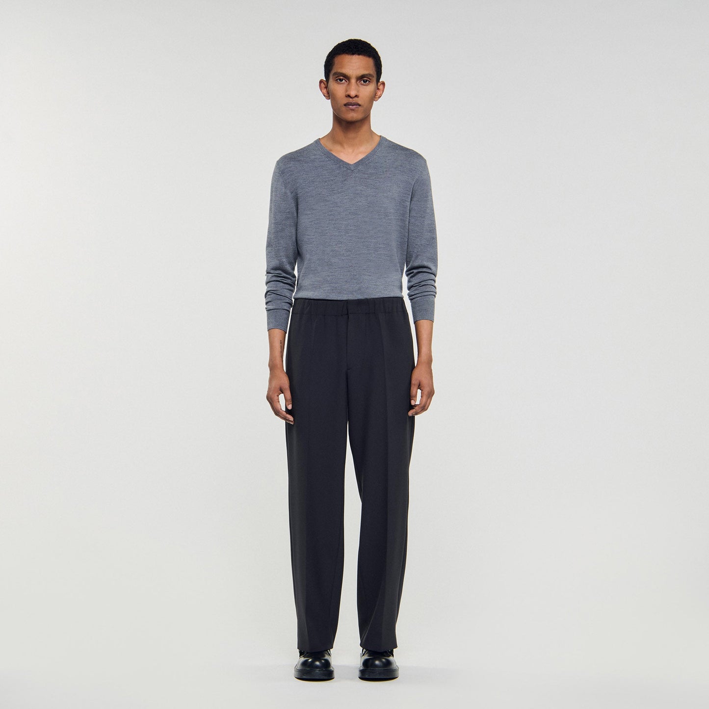 Large Jersey Wide-Leg Trousers Dark Grey