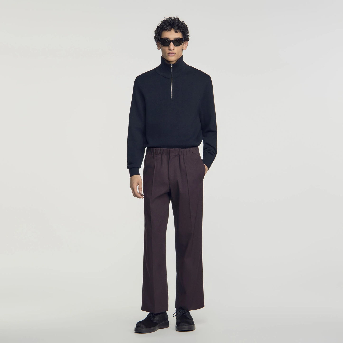 Alpha Cotton Large Straight Leg Trousers Chocolate