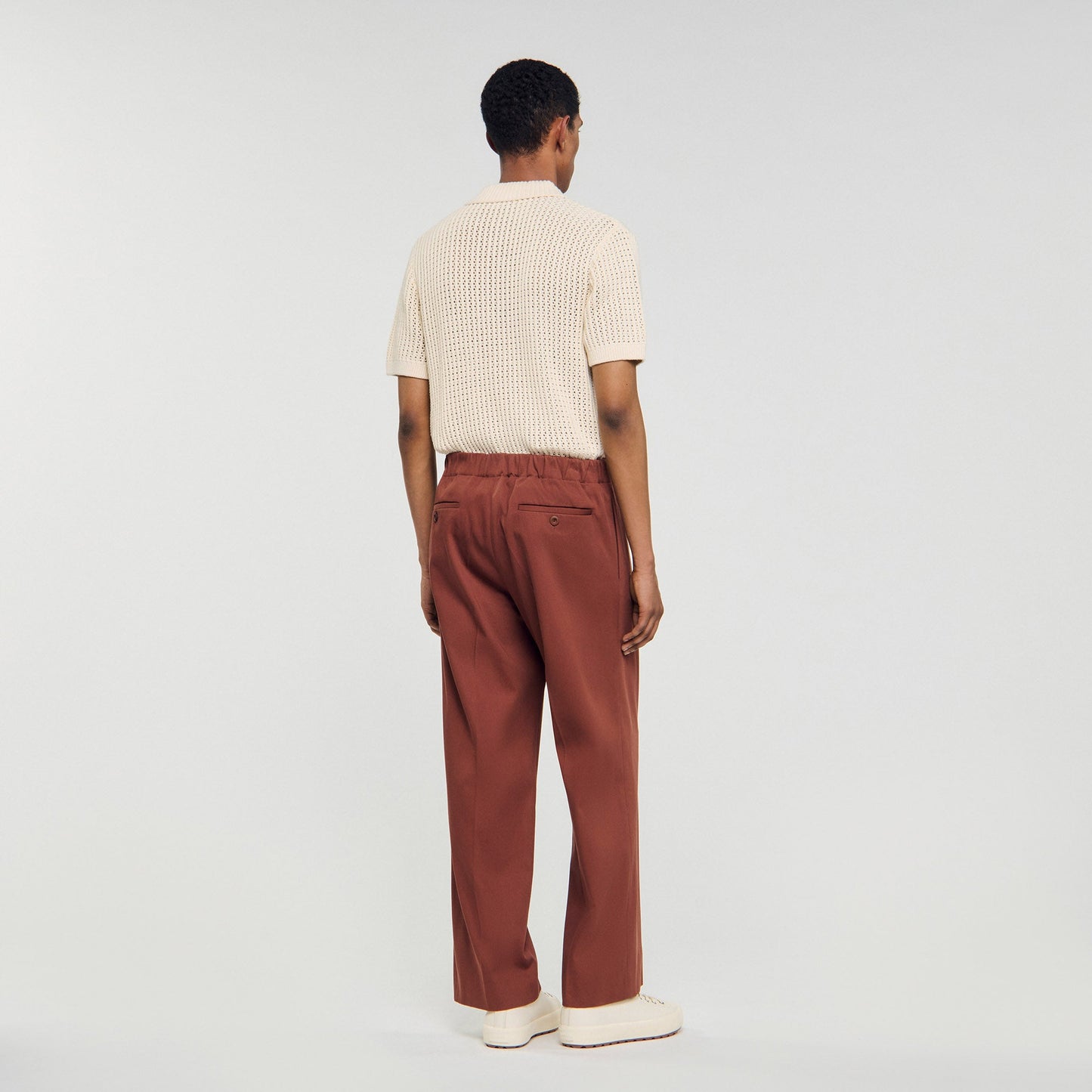Elasticated Wide Leg Cotton Trousers Terra