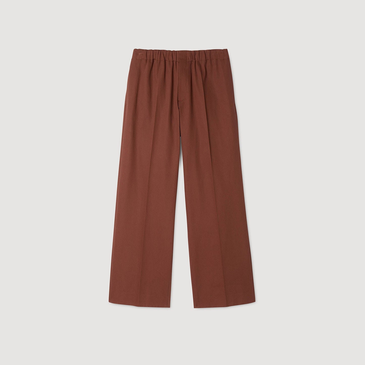 Elasticated Wide Leg Cotton Trousers Terra