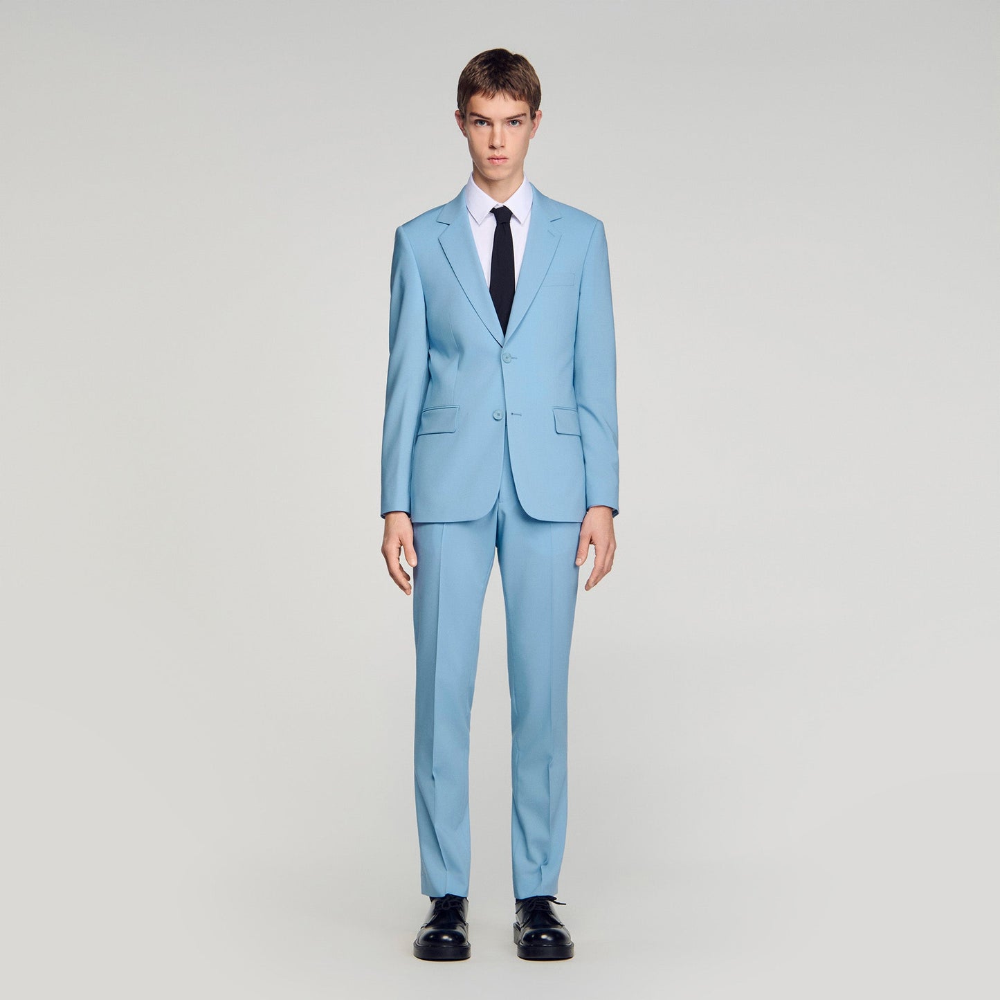 Formal Bleu Ciel Wool Suit Trousers Sky Blue