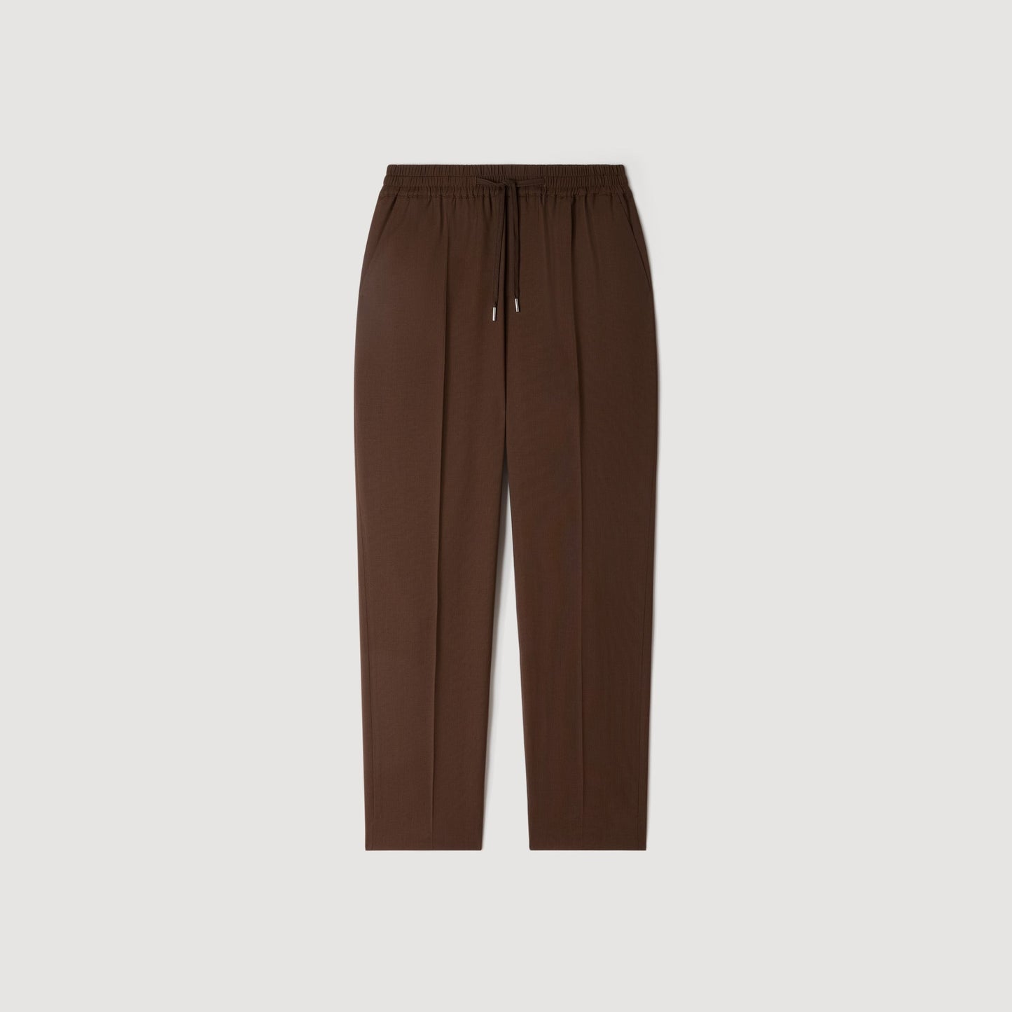 New Alpha Elasticated wool trousers Tabac Fonce