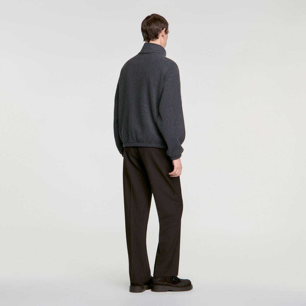 L Fleece Zipped standing collar sweatshirt Dark Grey