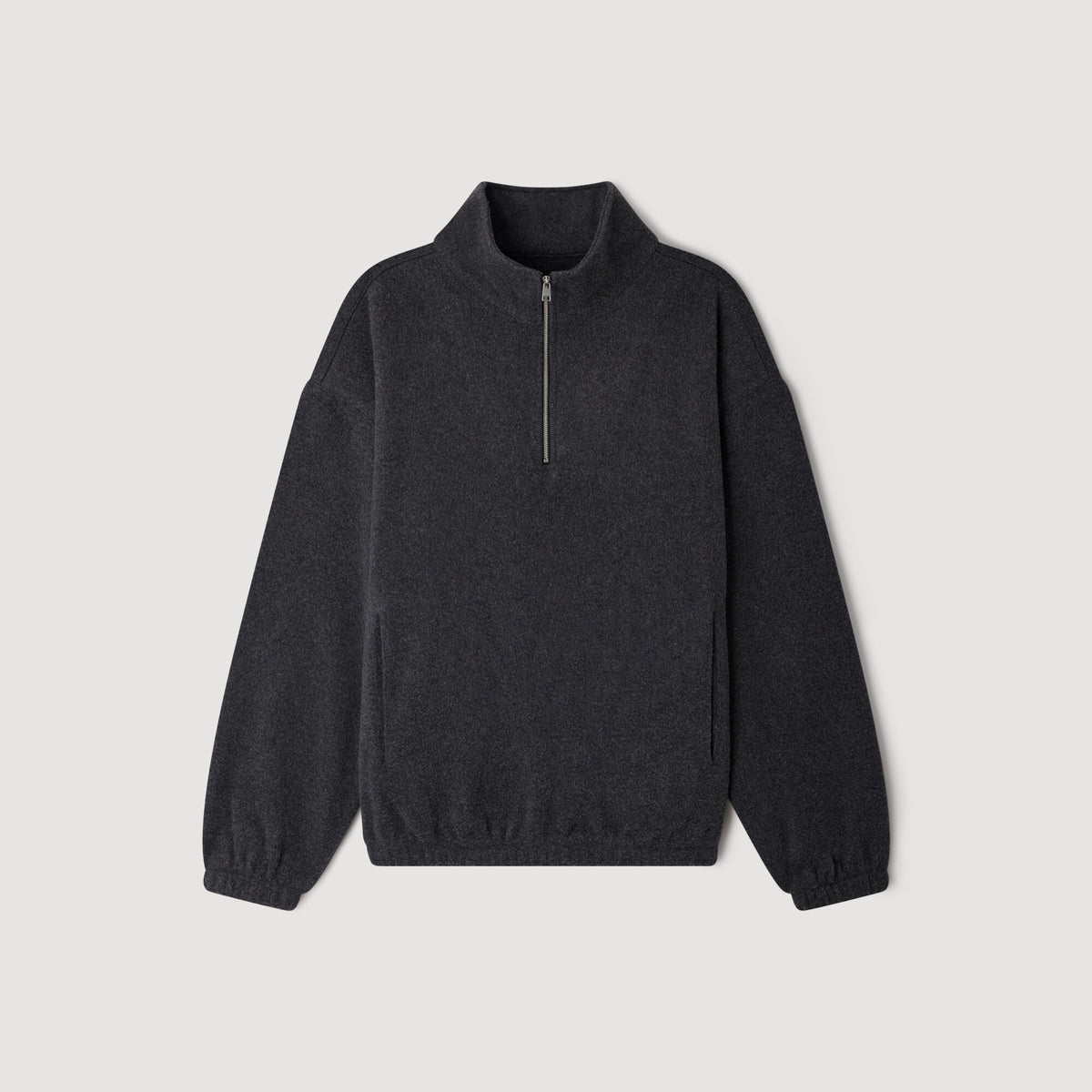 L Fleece Zipped standing collar sweatshirt Dark Grey