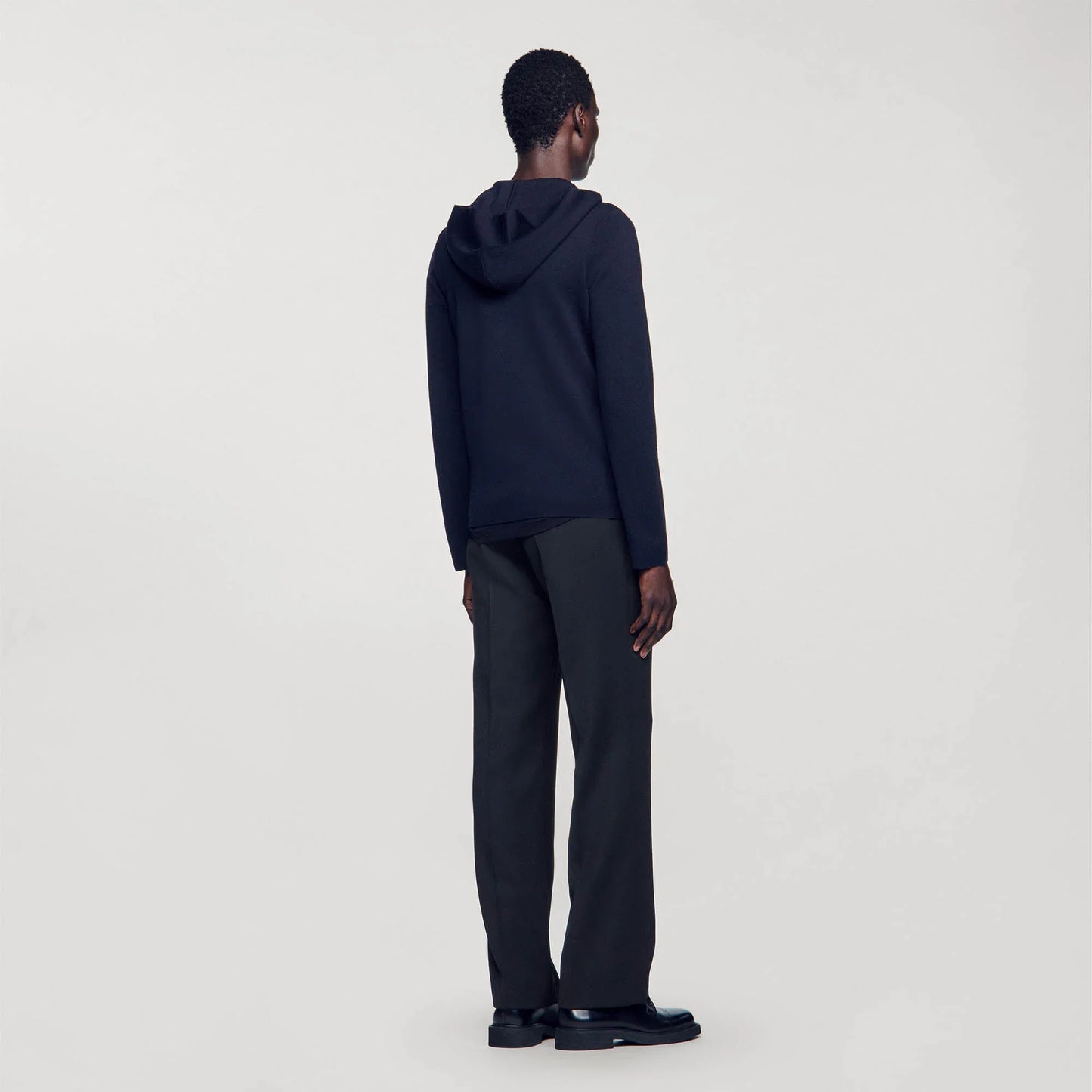 Zipped Cardigan With Hood Navy Blue