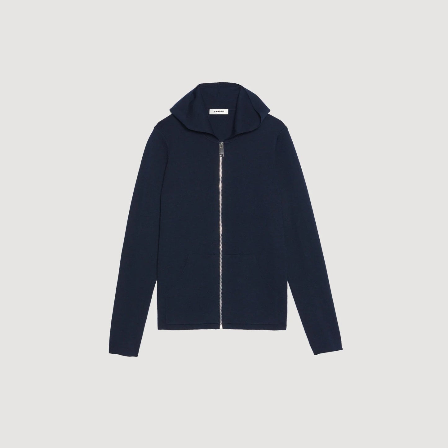 Zipped Cardigan With Hood Navy Blue