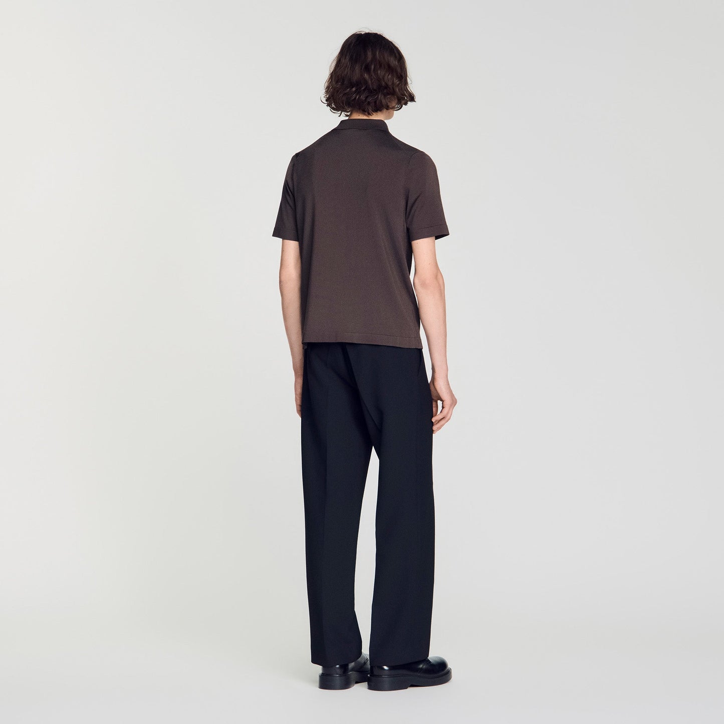 Pablo Zip Zip-up knit polo shirt Chocolate