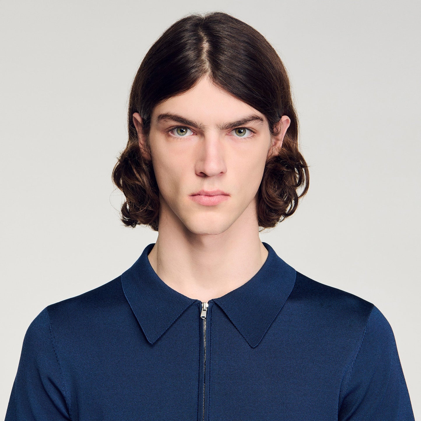 Pablo Zip Knitted Polo Shirt With Zip Collar Royal Blue