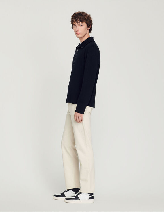 Trucker Cardigan Zip-Up Wool Cardigan Black